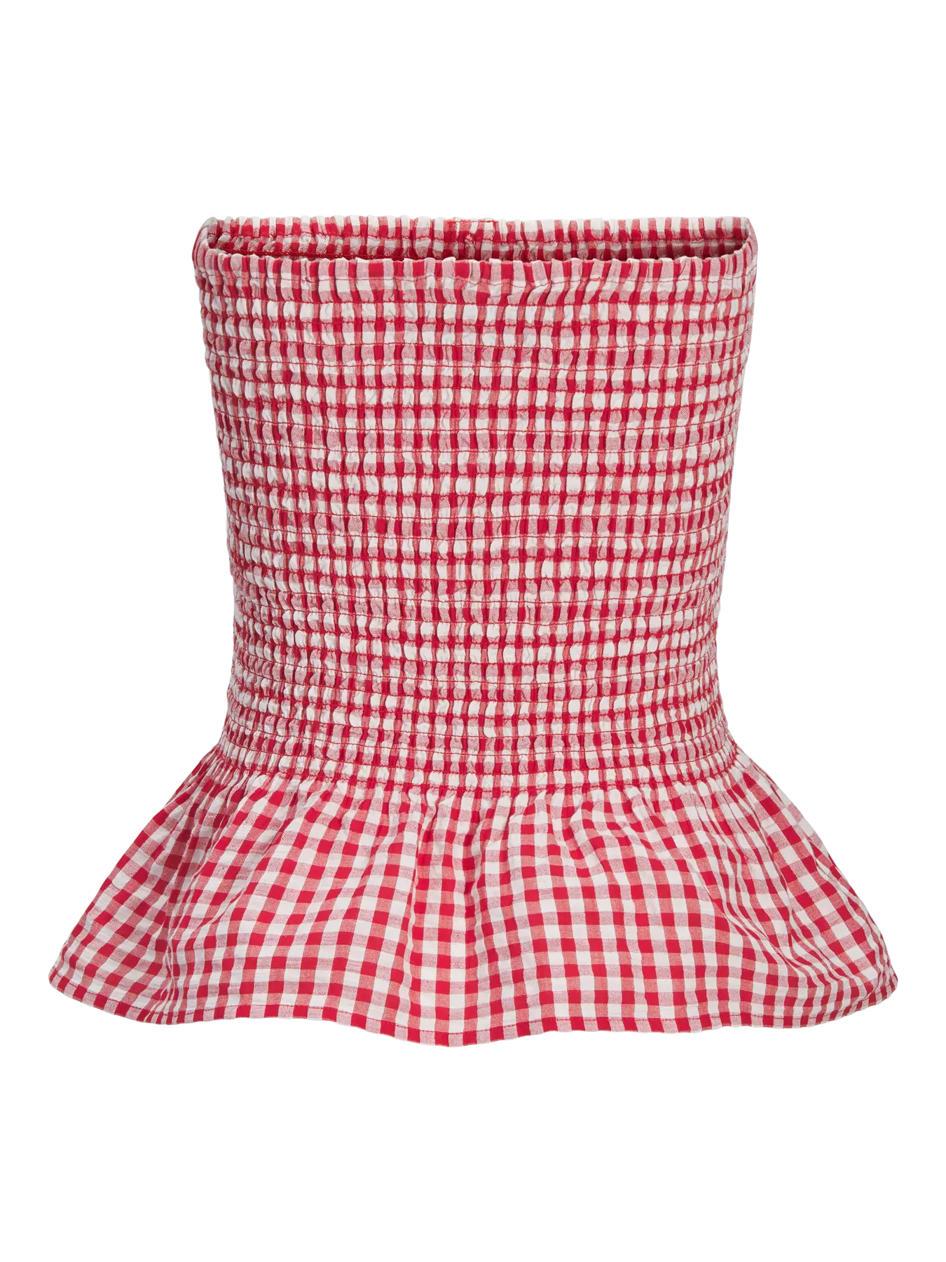 JJXX PETRA SEERSUCKER SMOCK TUBE TOP - RACING RED GINGHAM