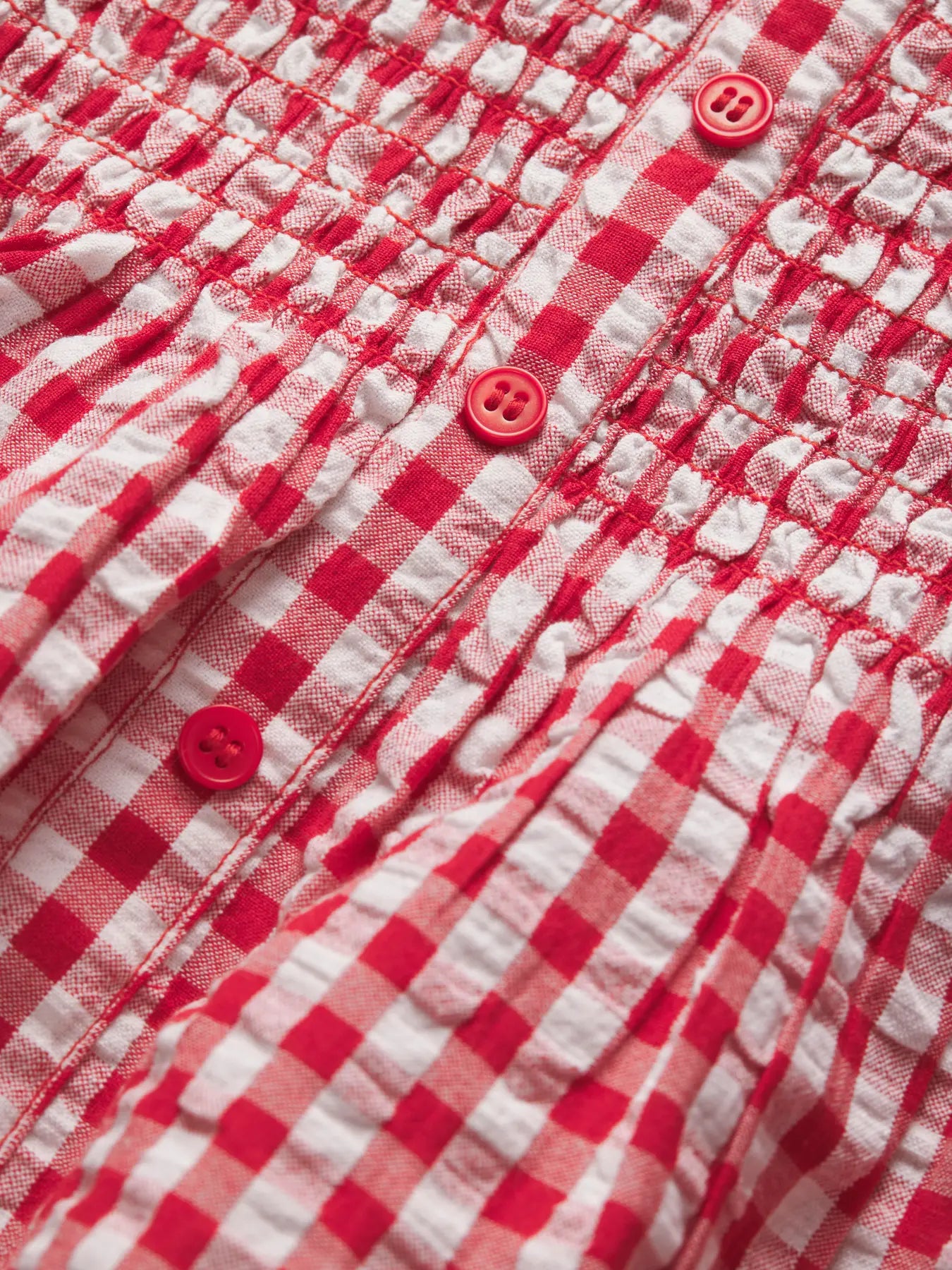 JJXX PETRA SEERSUCKER SMOCK TUBE TOP - RACING RED GINGHAM