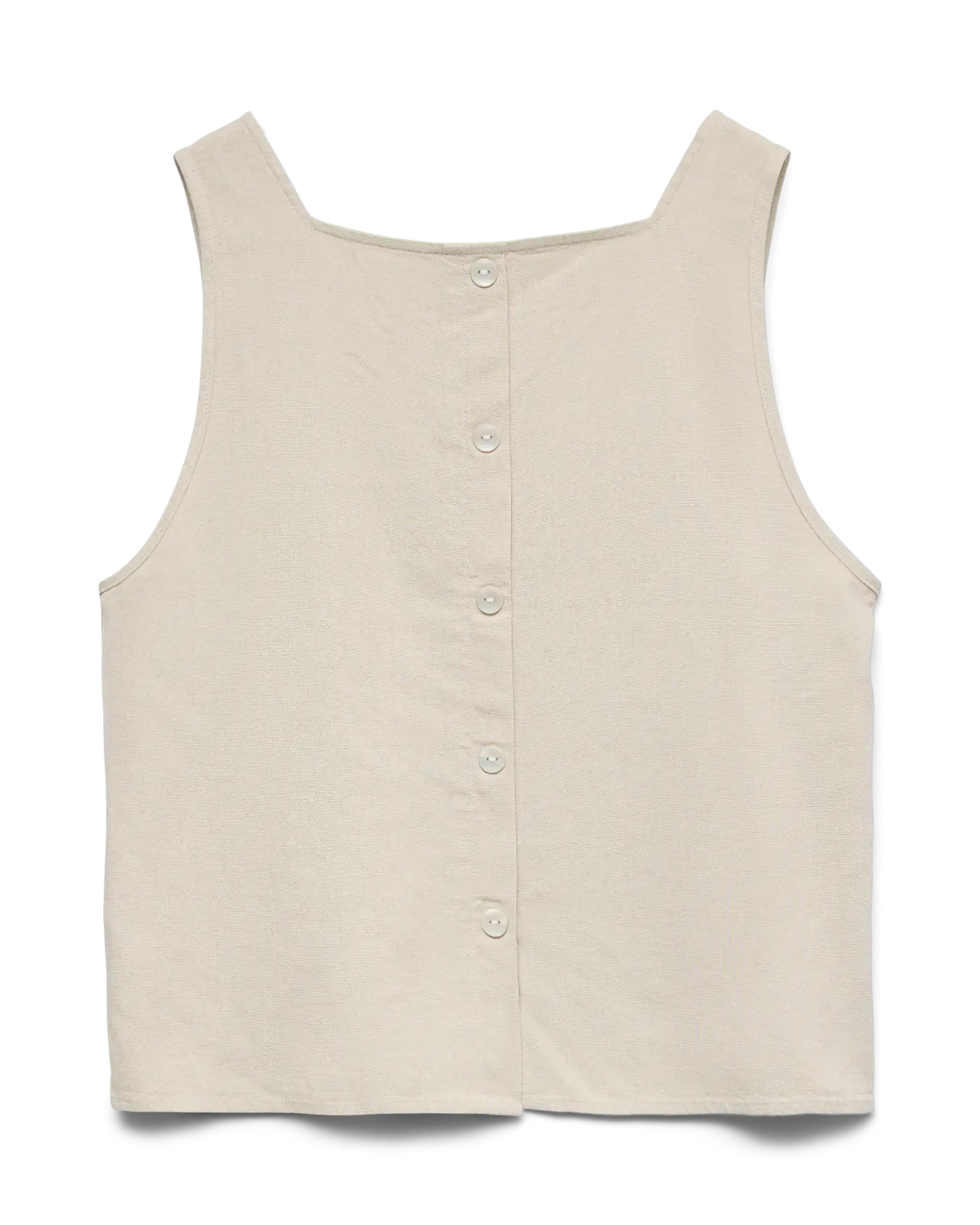 VM MYMYLO LINEN BLEND BUTTON TANK - SILVER LINING