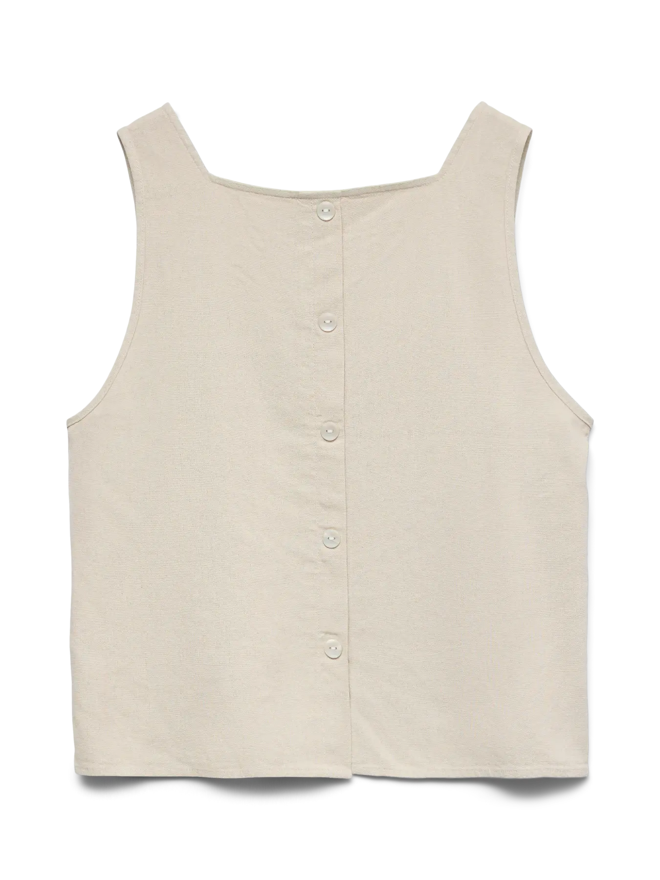 VM MYMYLO LINEN BLEND BUTTON TANK - SILVER LINING