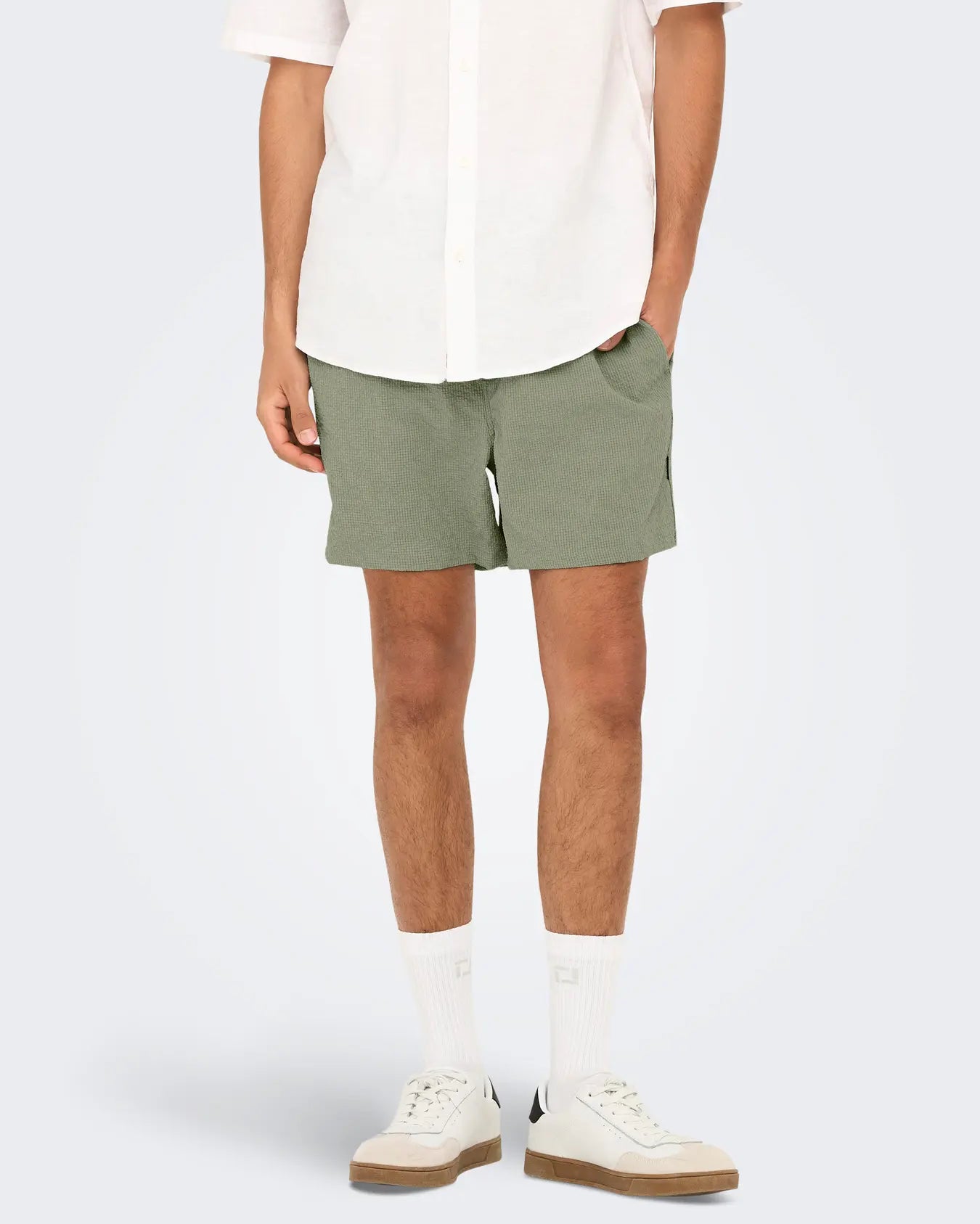ONLY + SONS STED TEXTURED SWIM SHORTS - SEAGRASS