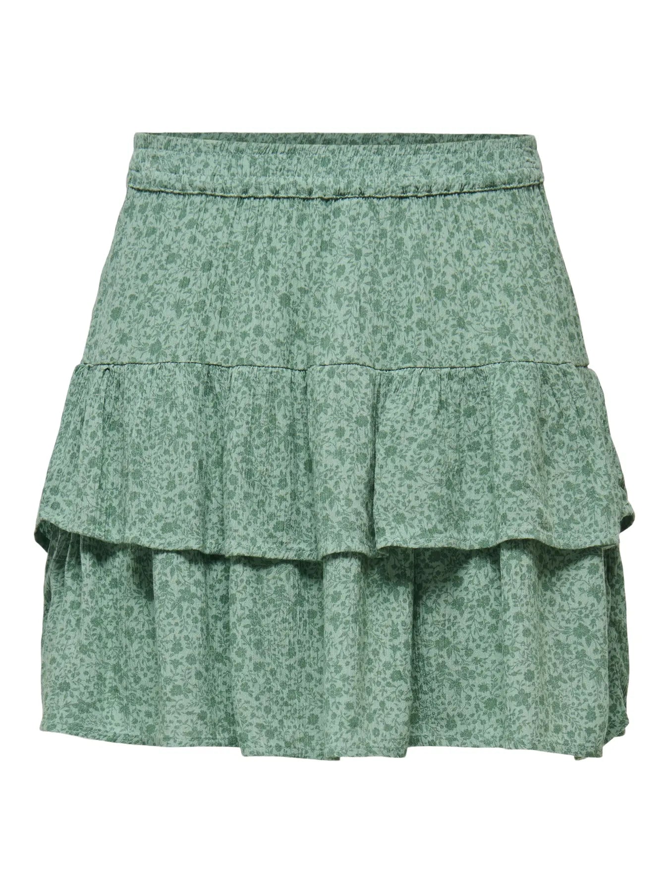 ONLY BERYL PRINTED RUFFLE SKIRT - BALSAM GREEN