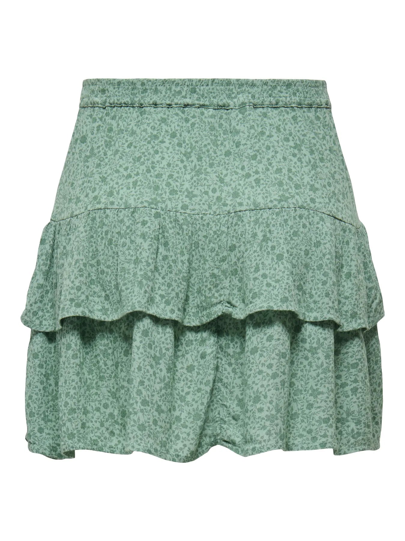 ONLY BERYL PRINTED RUFFLE SKIRT - BALSAM GREEN