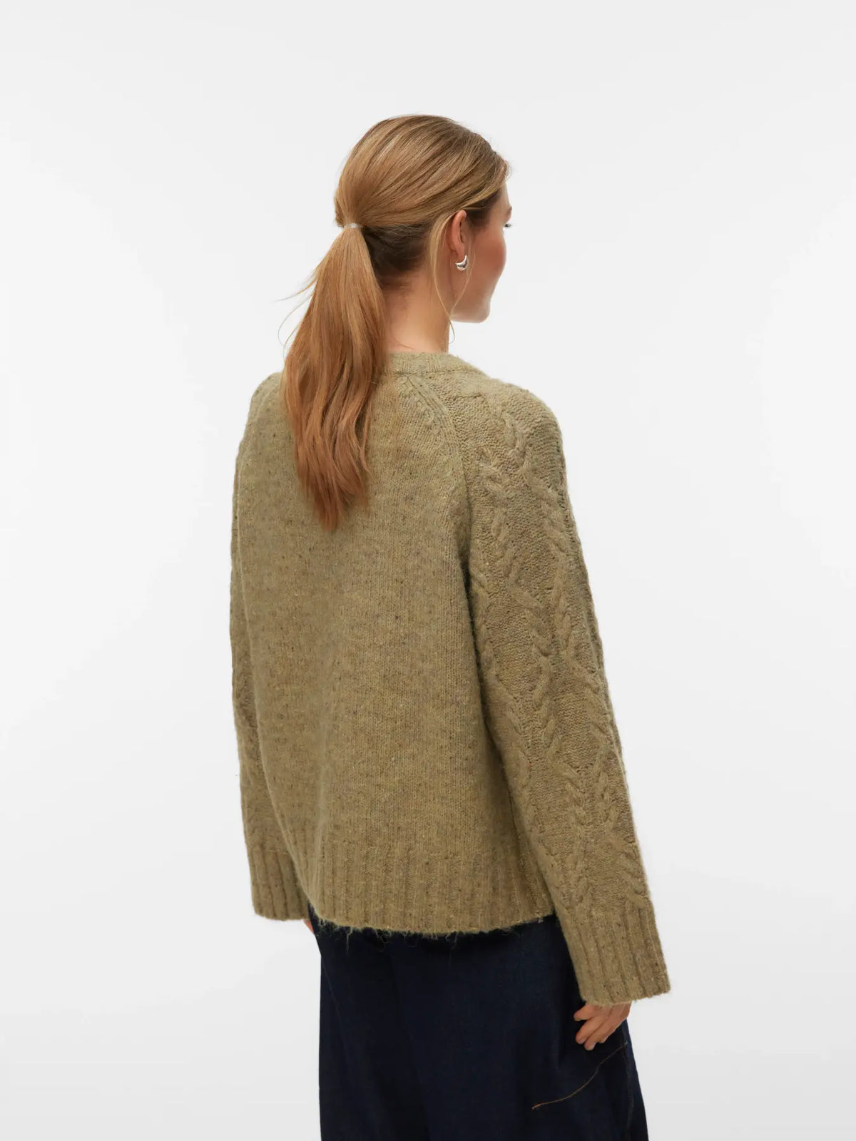 VM INGRID CABLE KNIT PULLOVER - OIL GREEN