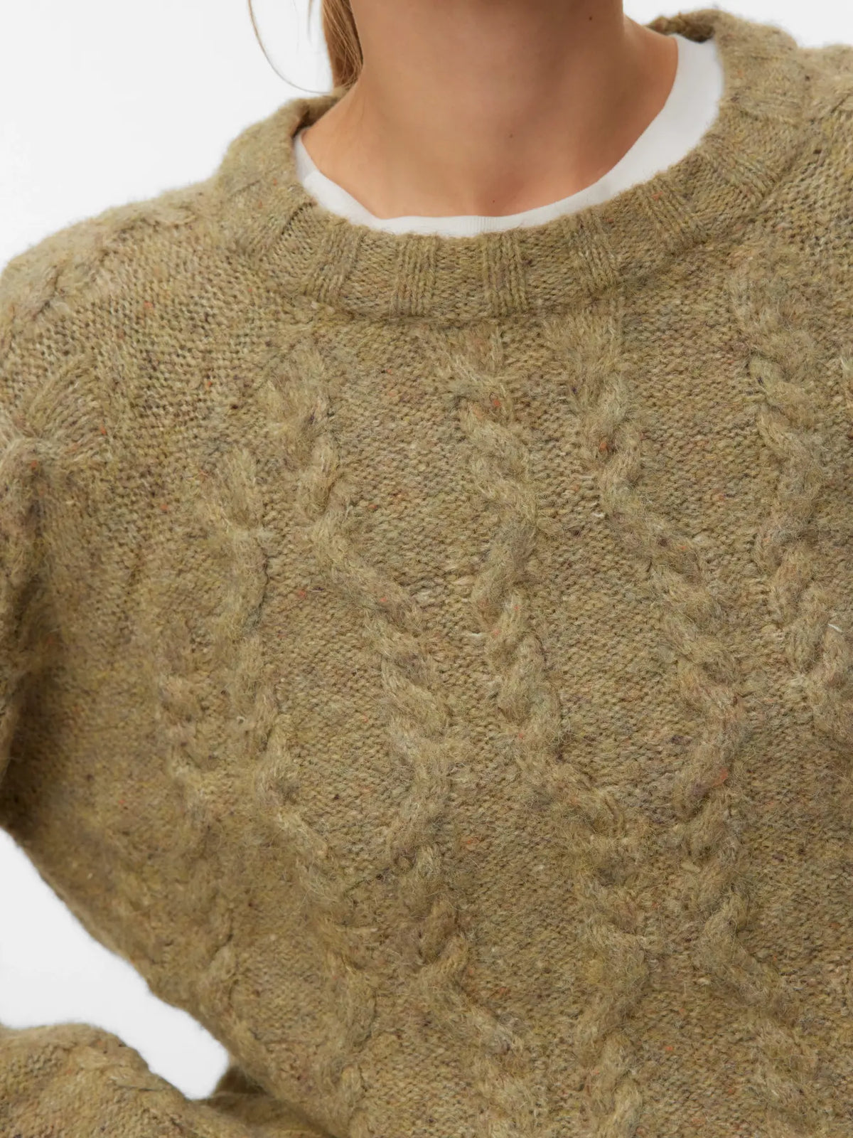 VM INGRID CABLE KNIT PULLOVER - OIL GREEN