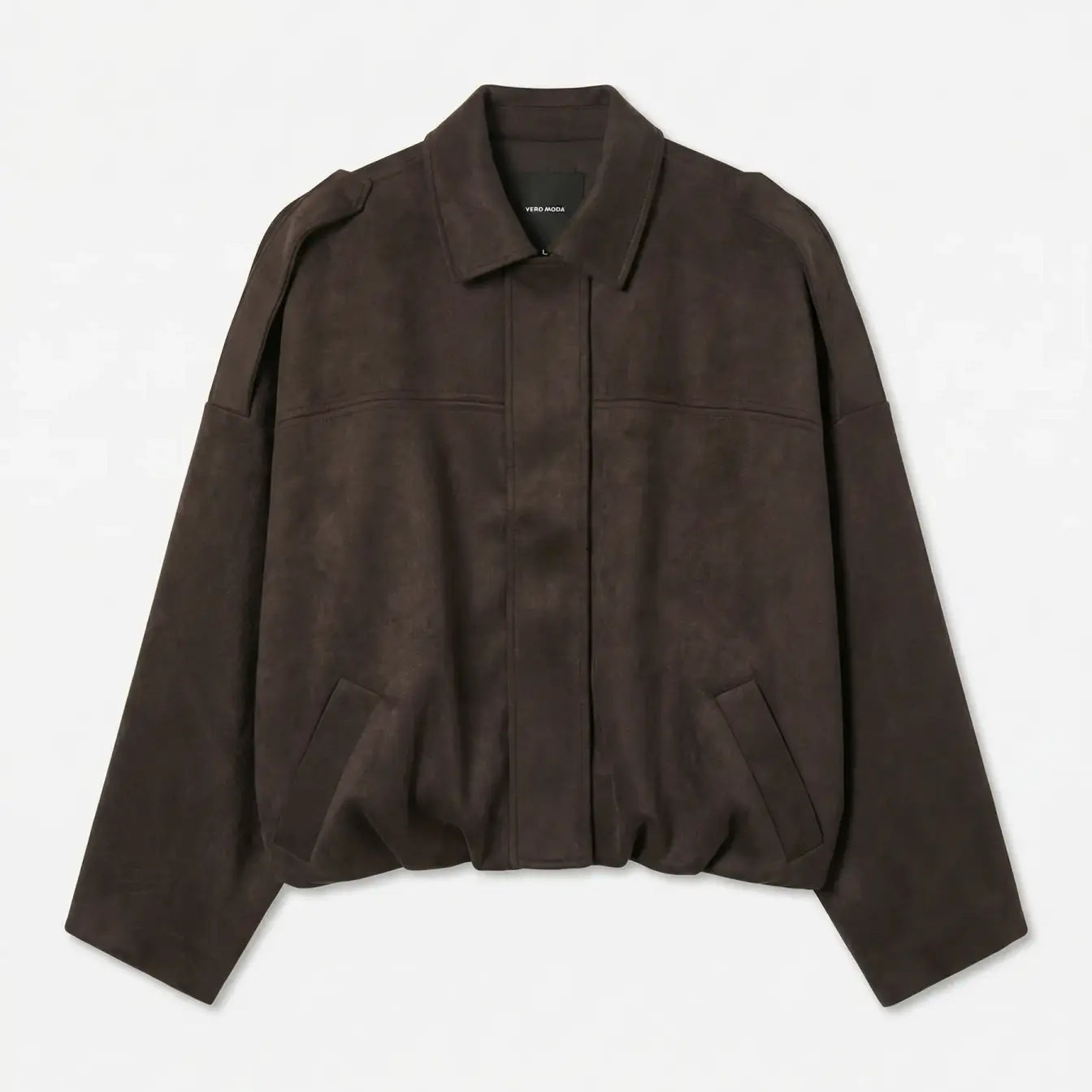 VM HAZEL FAUX SUEDE BOMBER JACKET - CHOCOLATE TORTE