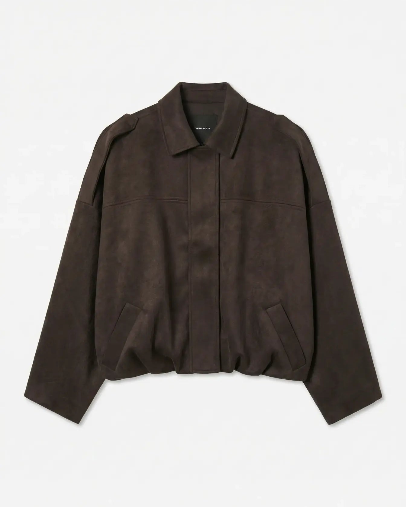 VM HAZEL FAUX SUEDE BOMBER JACKET - CHOCOLATE TORTE