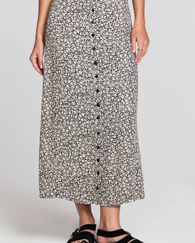 SALTWATER LUXE NOLLA MIDI SKIRT - BLACK