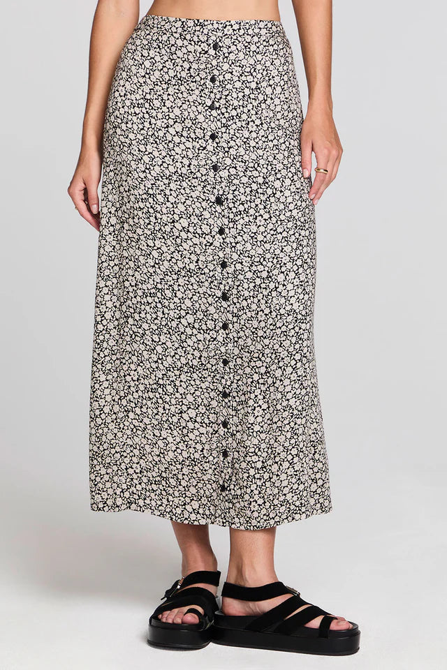 SALTWATER LUXE NOLLA MIDI SKIRT - BLACK