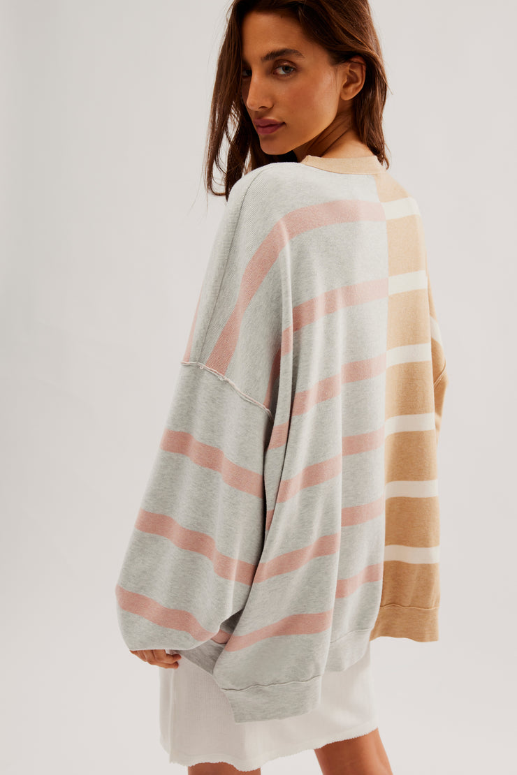 FREE PEOPLE UPTOWN PULLOVER - CAMEL GREY COMBO