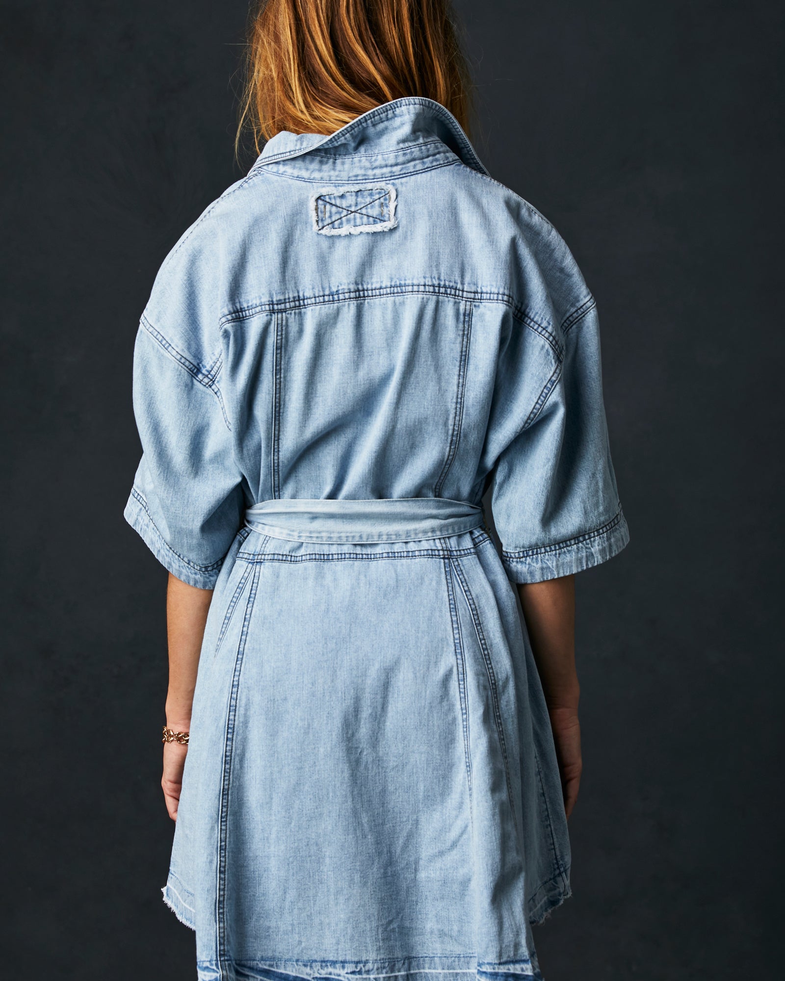 FREE PEOPLE JENNY DENIM TUNIC DRESS - LIGHT INDIGO