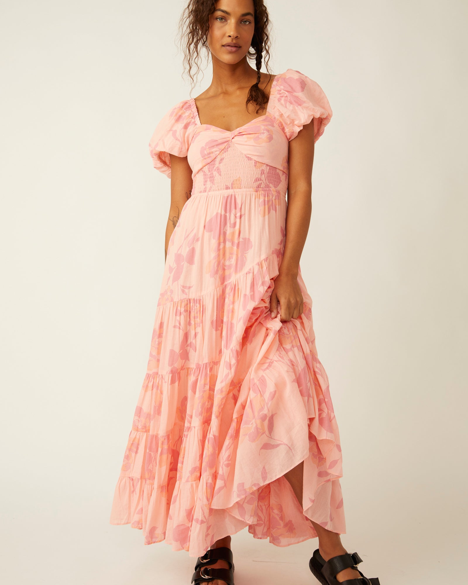 FREE PEOPLE SUNDRENCHED MAXI DRESS - PINKY COMBO  - LAST SIZE XS