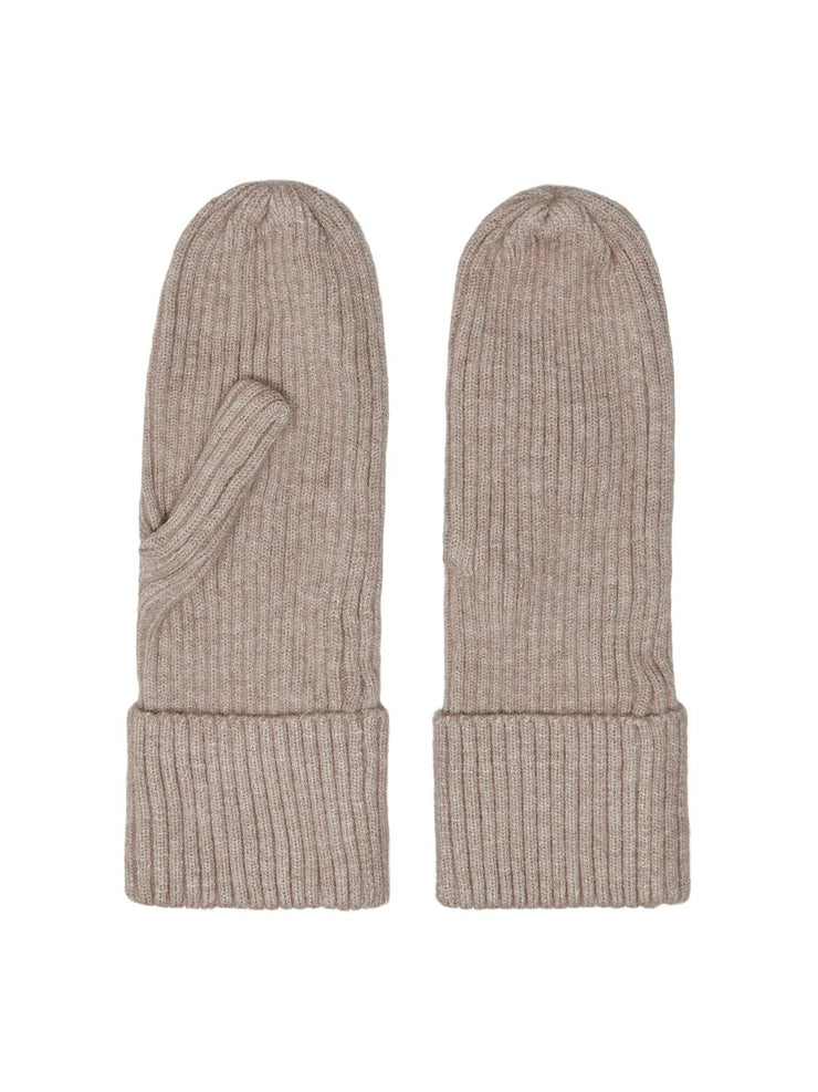 ZENNA RIBBED MITTENS - MOCHA MERINGUE