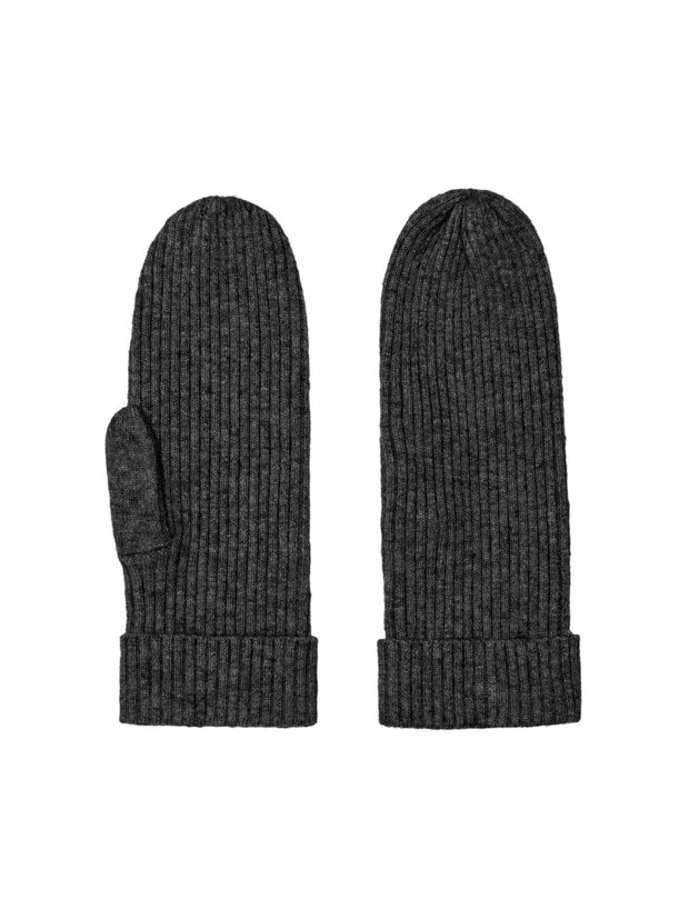 ZENNA RIBBED MITTENS - DARK GREY MELANGE