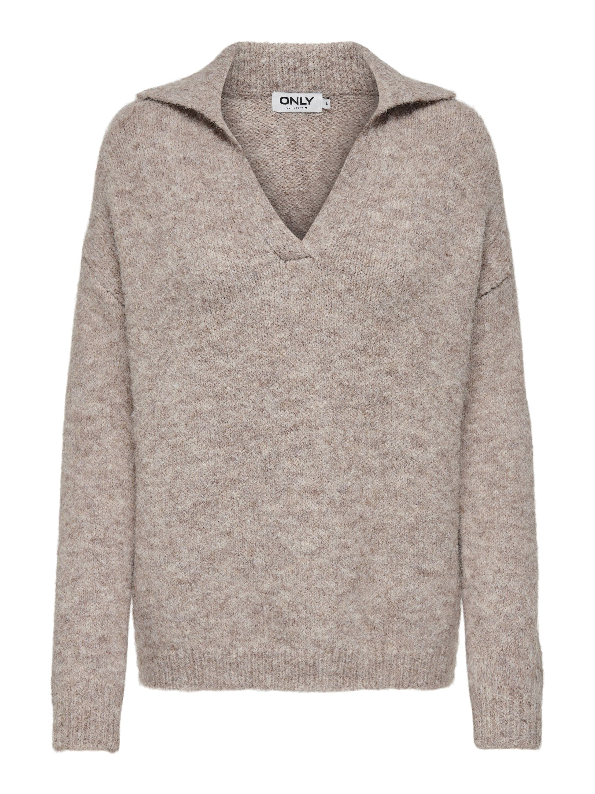 MAGGIE SPLIT NECK PULLOVER - MALT