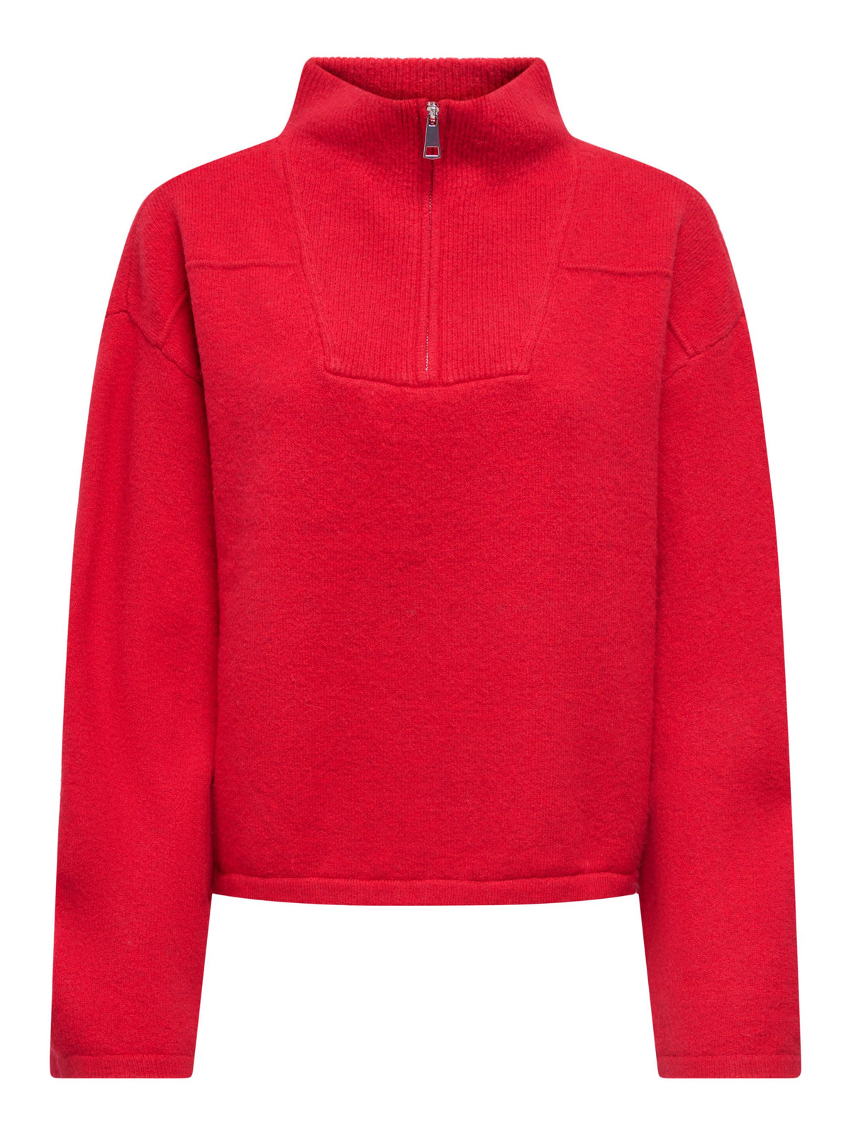 ONLY CLARA LS KNIT HALFZIP PULLOVER - CHERRY