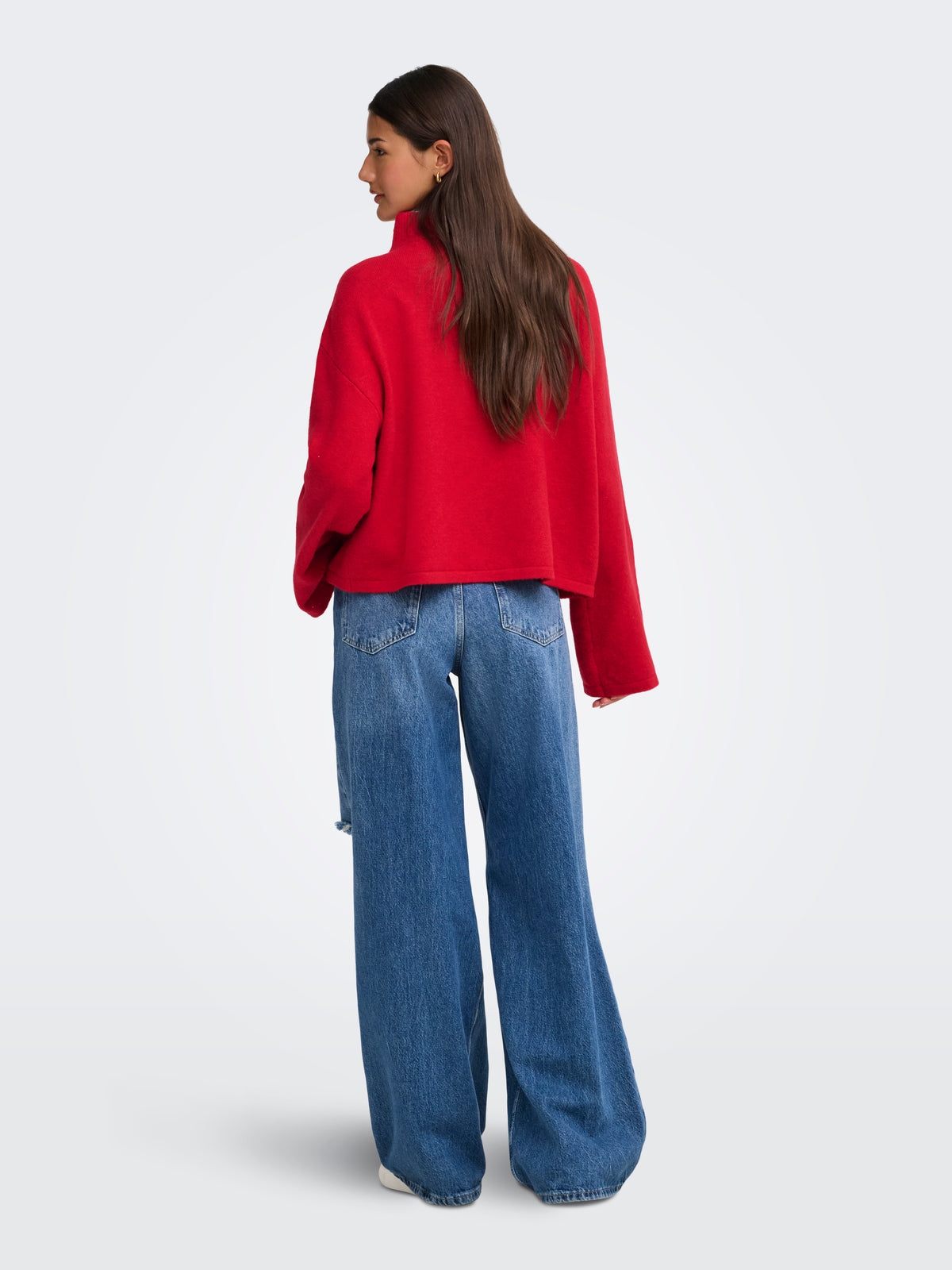 ONLY CLARA LS KNIT HALFZIP PULLOVER - CHERRY