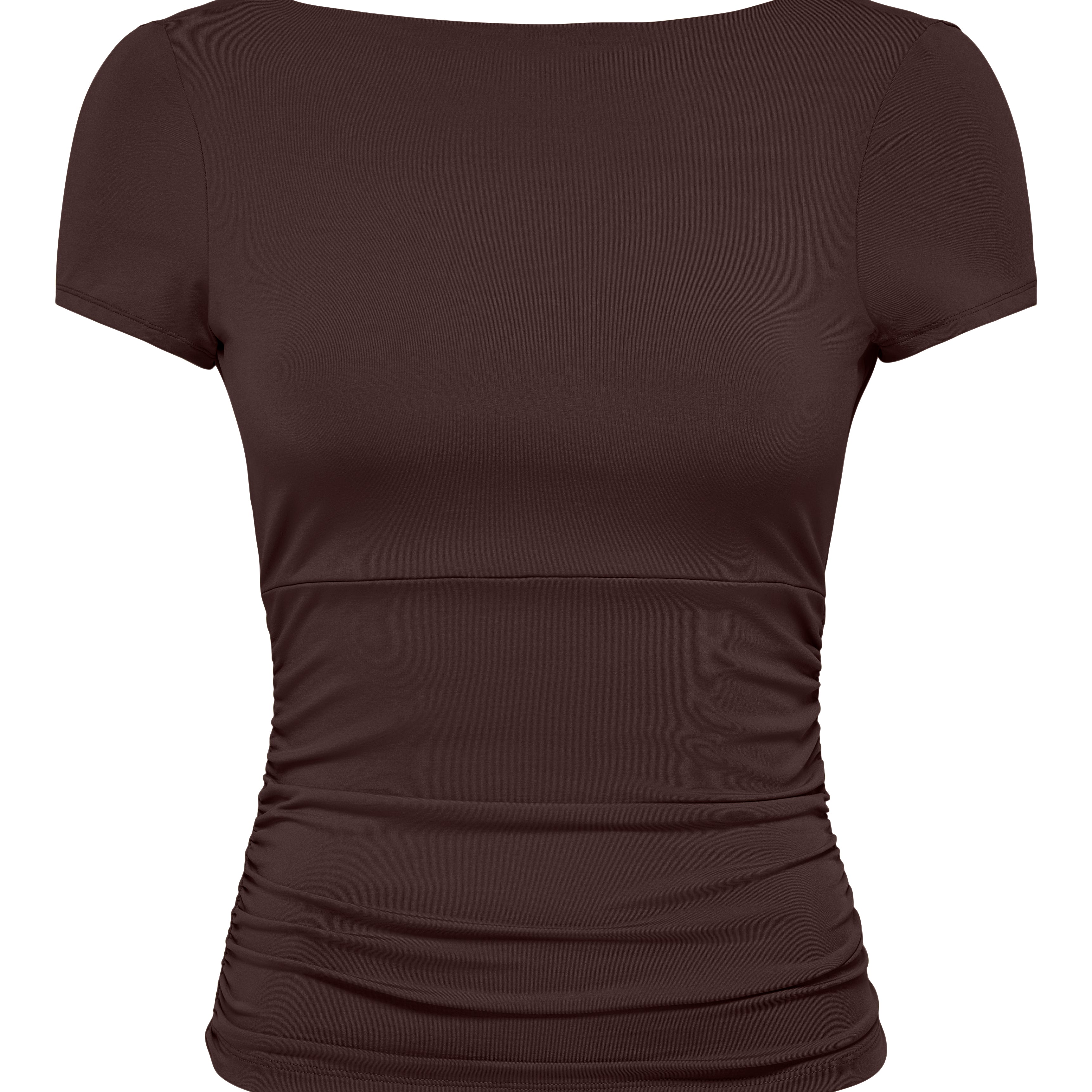 ONLY EVELYN BOATNECK TOP - COFFEE BEAN