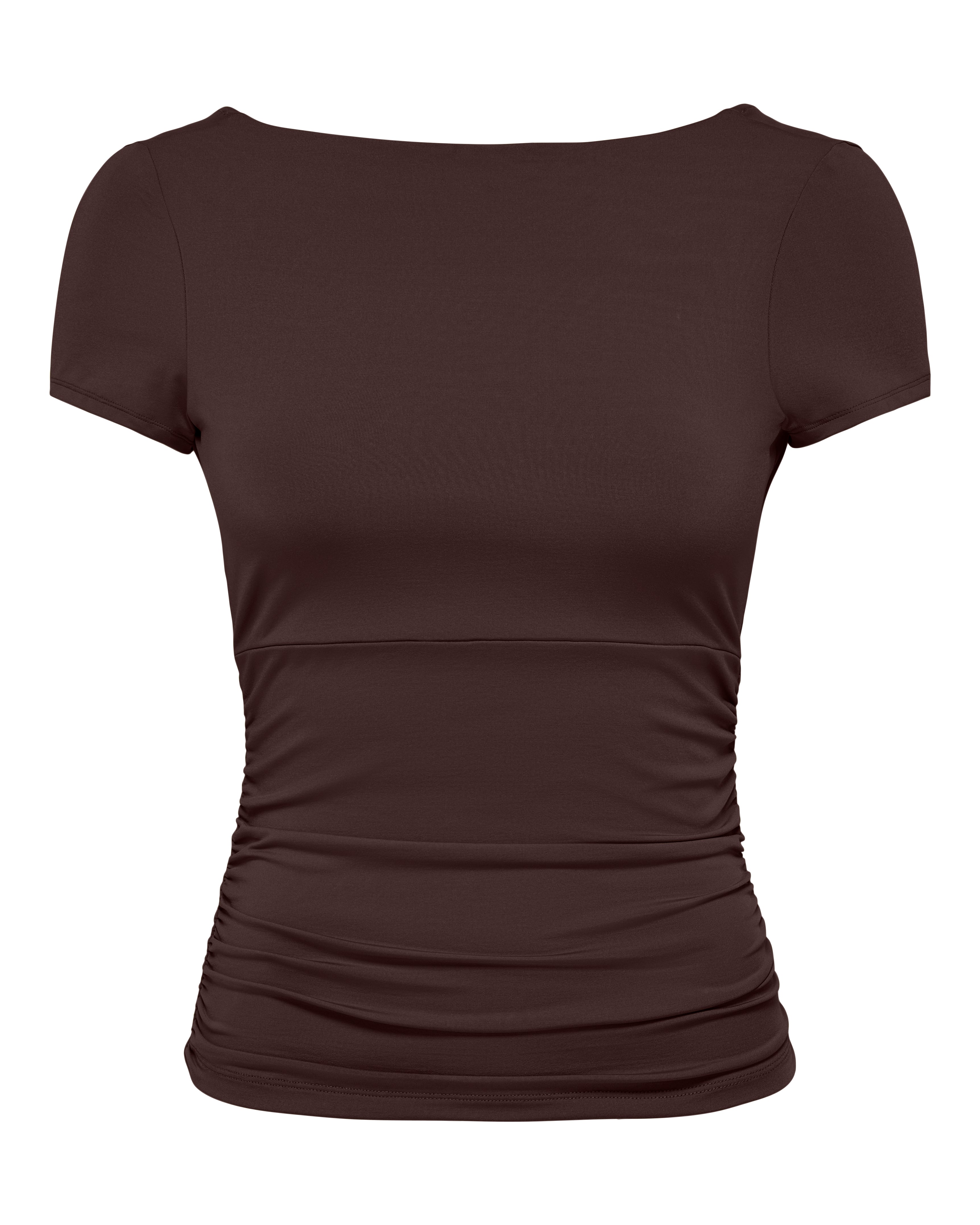 ONLY EVELYN BOATNECK TOP - COFFEE BEAN