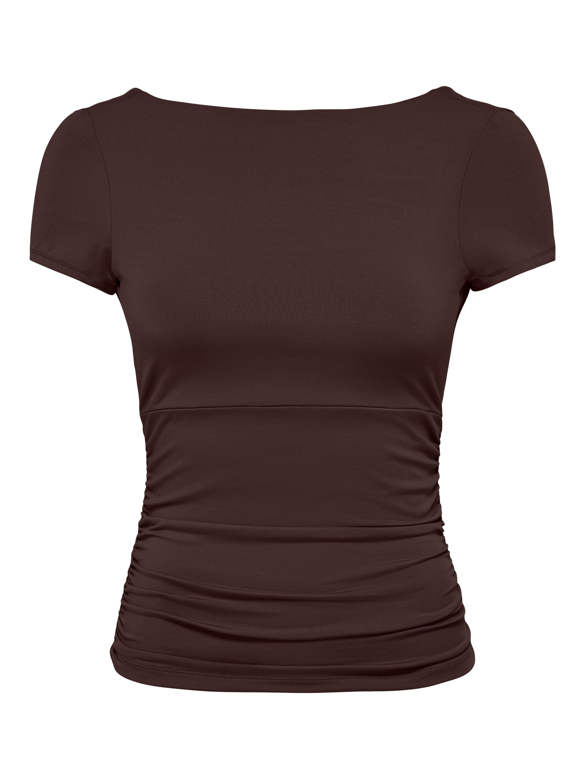 ONLY EVELYN BOATNECK TOP - COFFEE BEAN