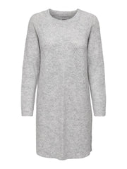 CAROL LS SWEATER DRESS - LIGHT GREY MELANGE