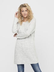 CAROL LS SWEATER DRESS - LIGHT GREY MELANGE