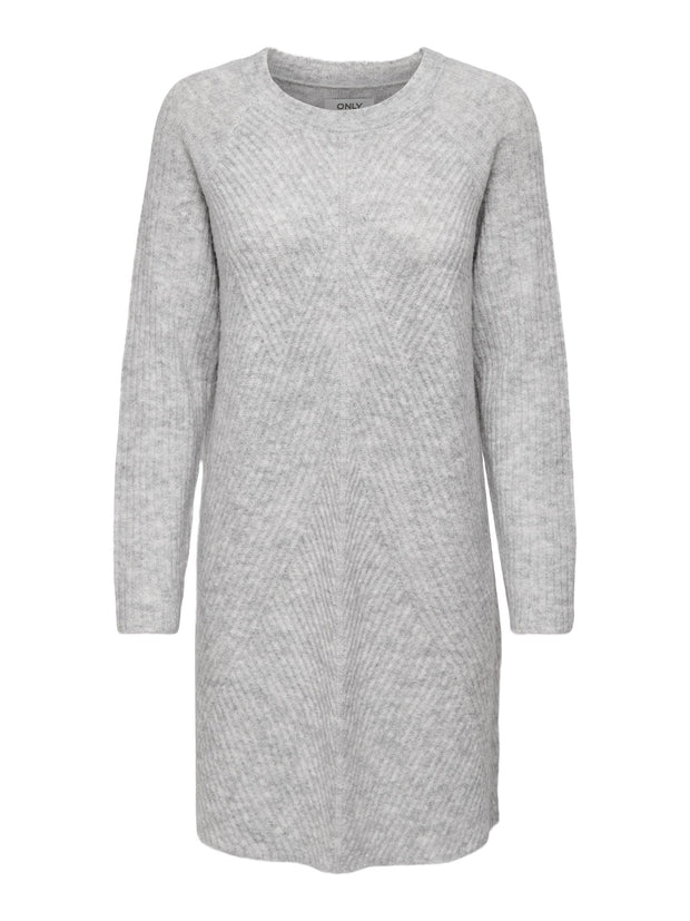 CAROL LS SWEATER DRESS - LIGHT GREY MELANGE