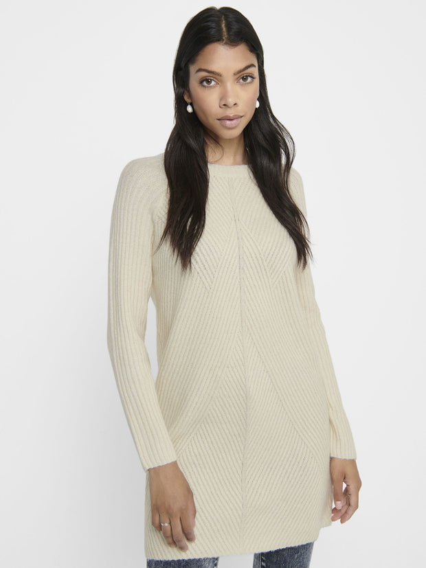 CAROLE LS SWEATER DRESS - WHITECAP GREY