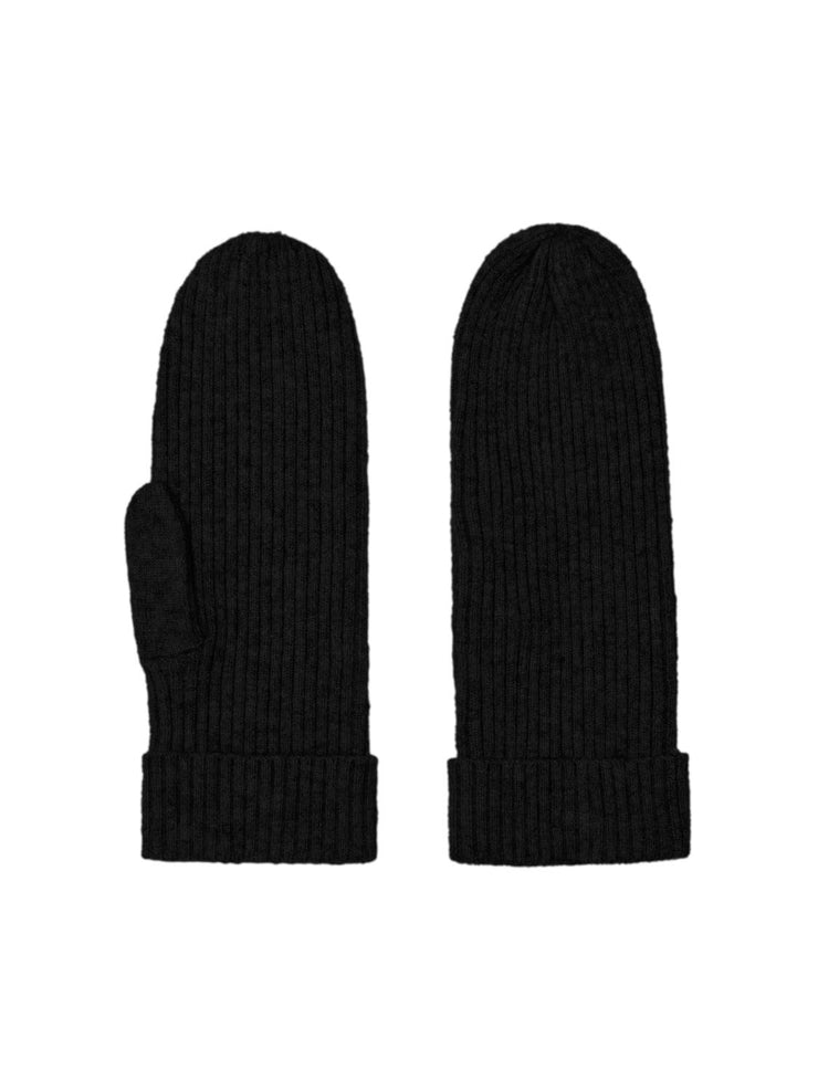 ZENNA RIBBED MITTENS - BLACK