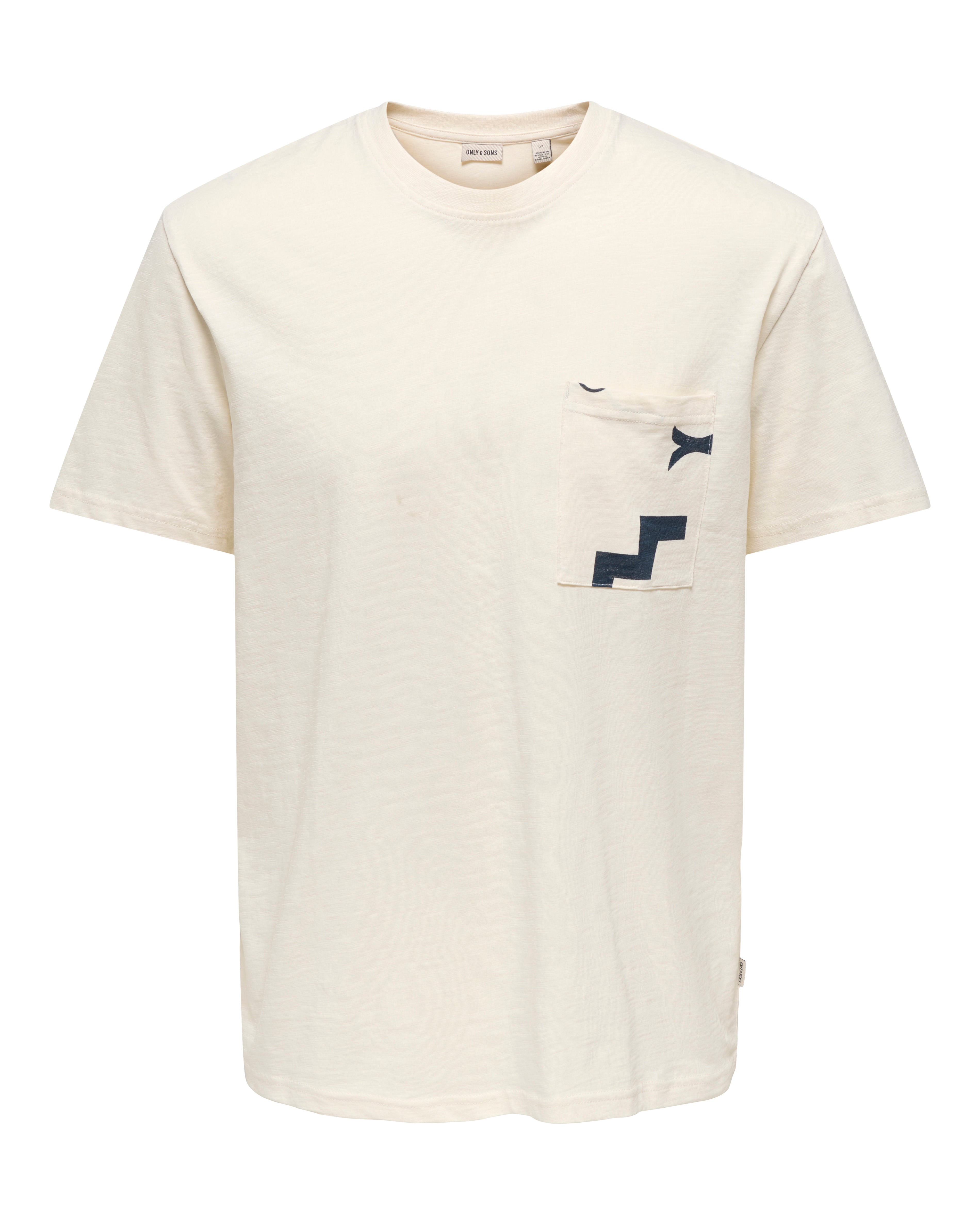 ONLY + SONS SPERRY POCKET TEE - EGRET