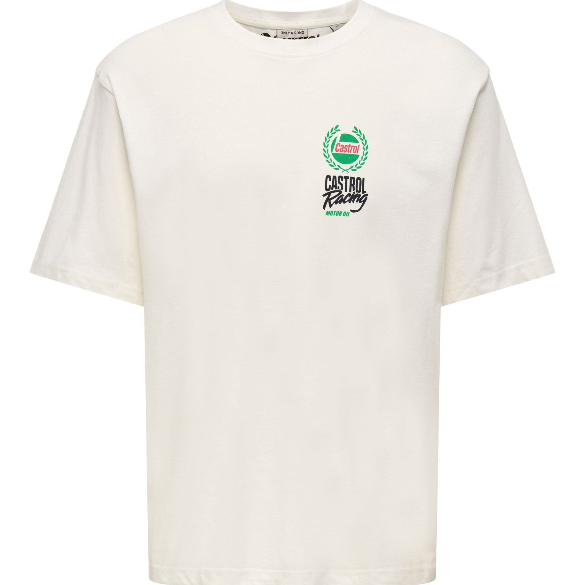 ONLY + SONS CASTROL RELAXED GRAPHIC TEE - WHISPER WHITE