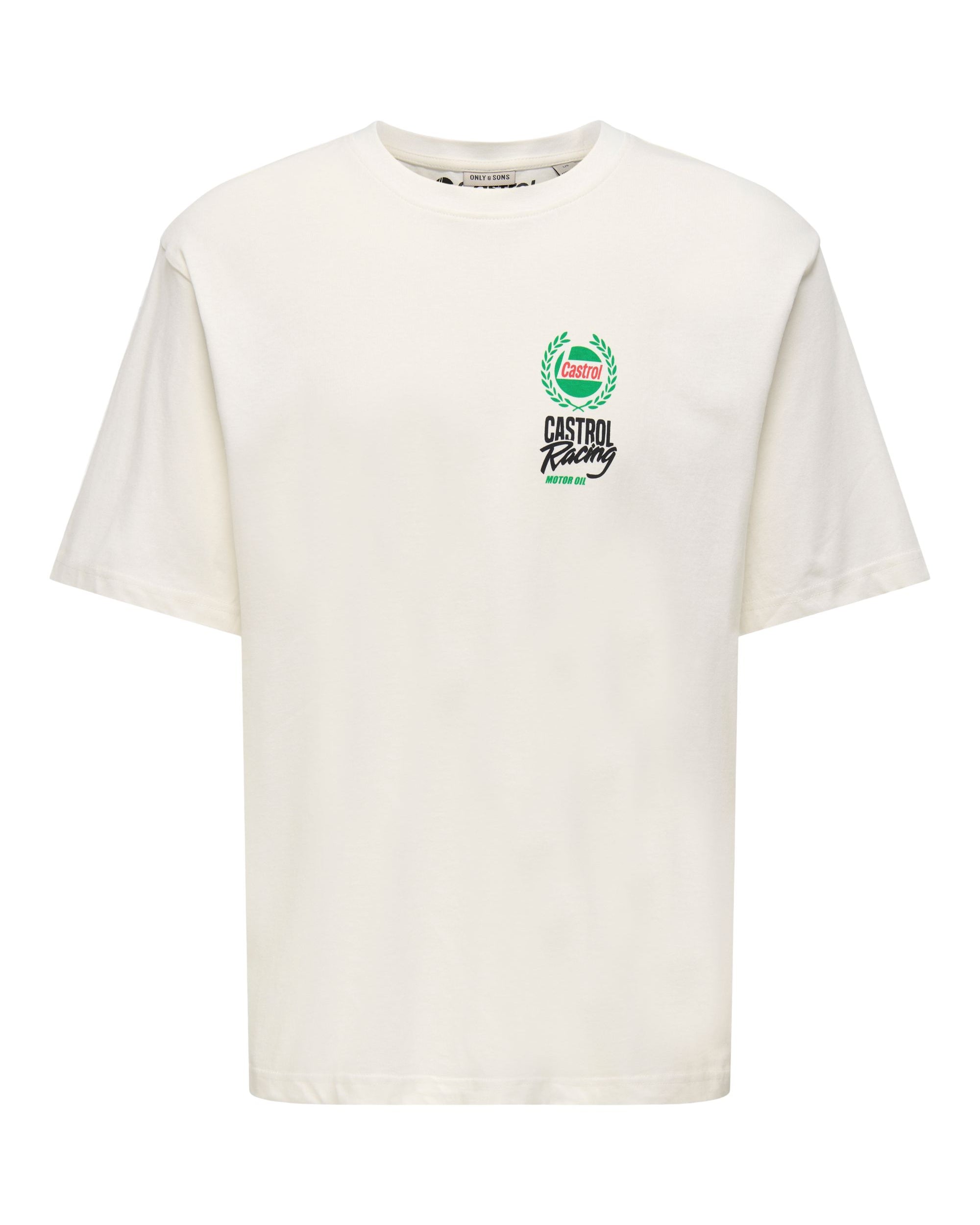 ONLY + SONS CASTROL RELAXED GRAPHIC TEE - WHISPER WHITE