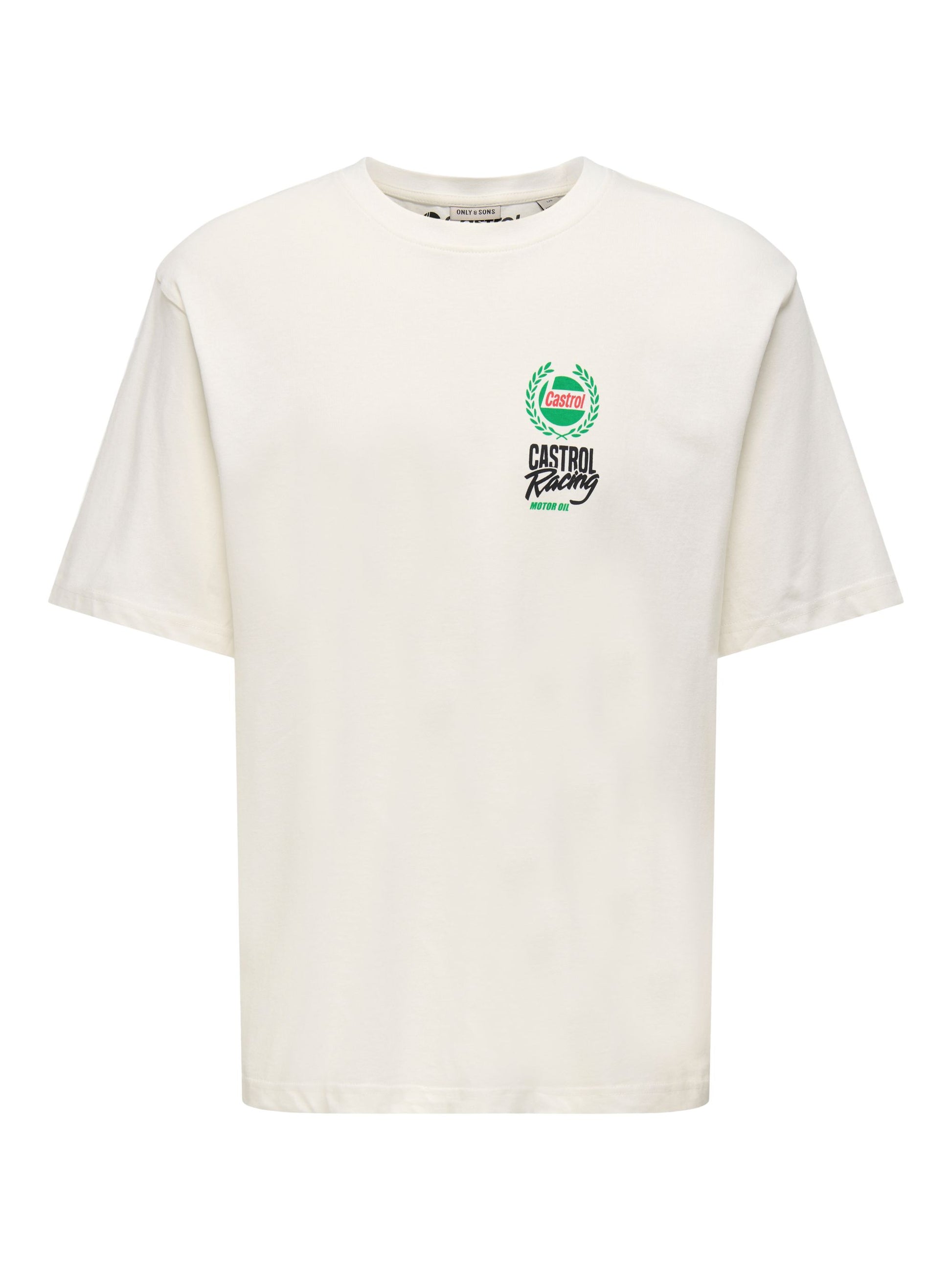 ONLY + SONS CASTROL RELAXED GRAPHIC TEE - WHISPER WHITE