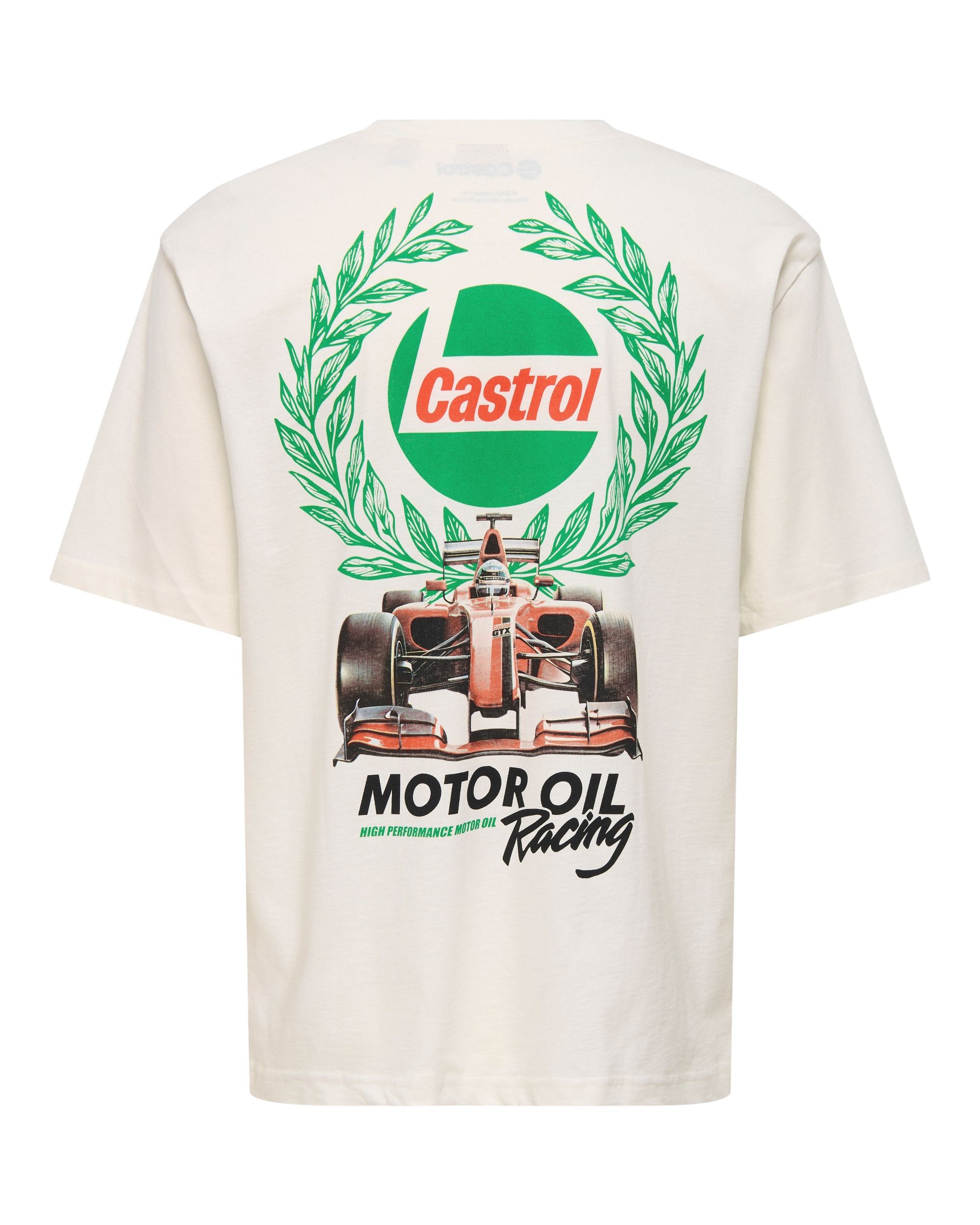 ONLY + SONS CASTROL RELAXED GRAPHIC TEE - WHISPER WHITE