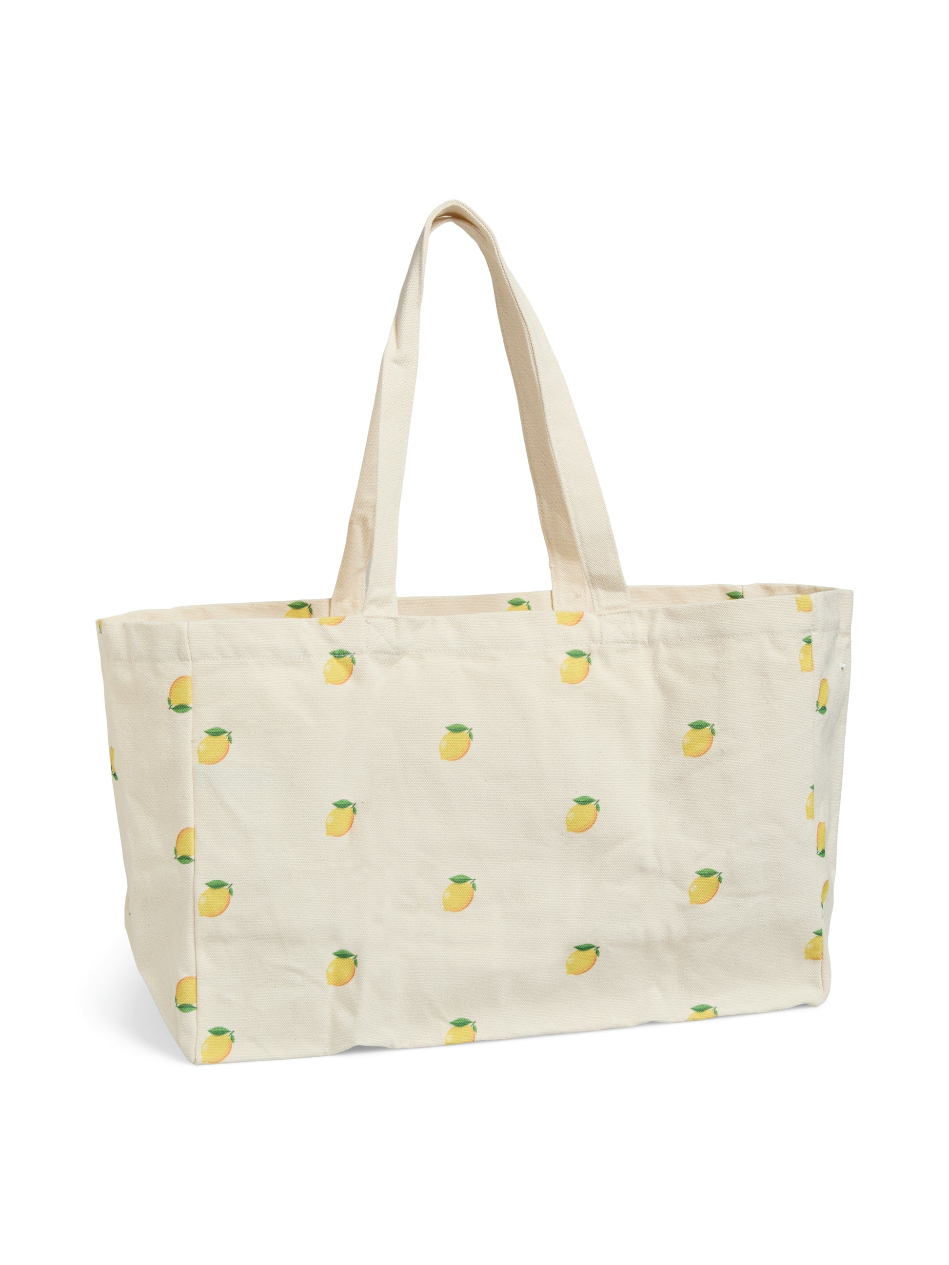 PIECES PRINTED TOTE BAG - CLOUD DANCER LEMONS