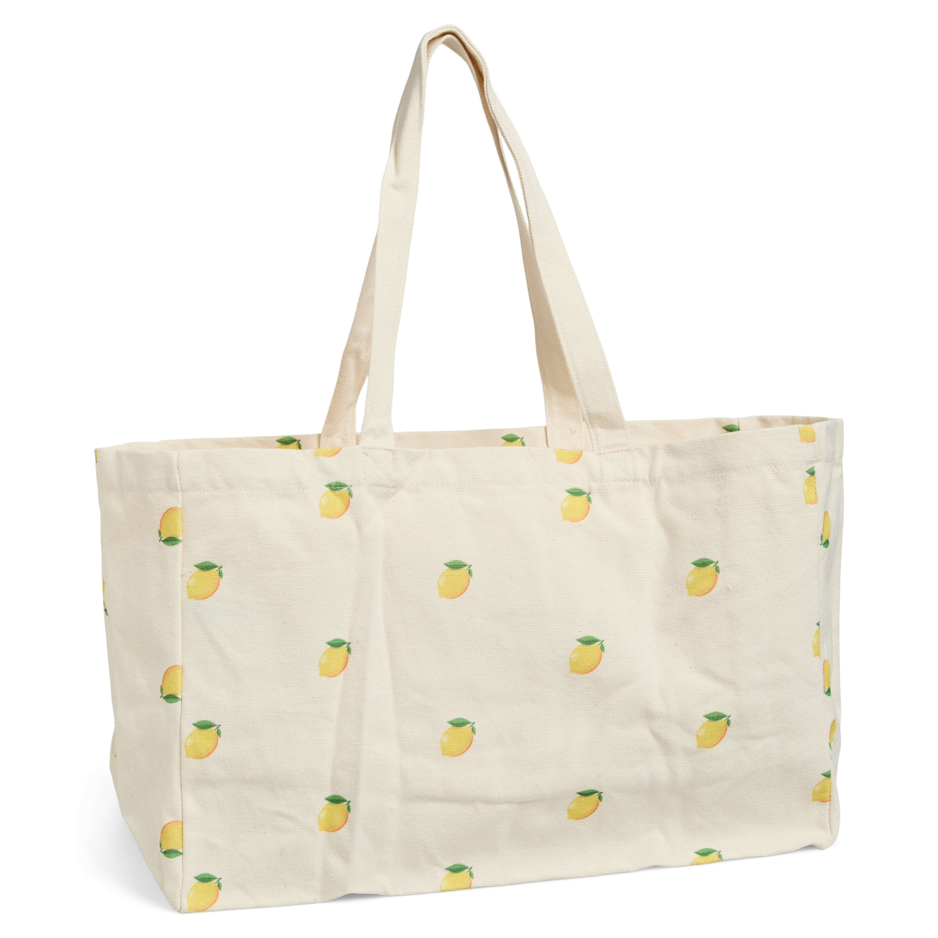 PIECES PRINTED TOTE BAG - CLOUD DANCER LEMONS