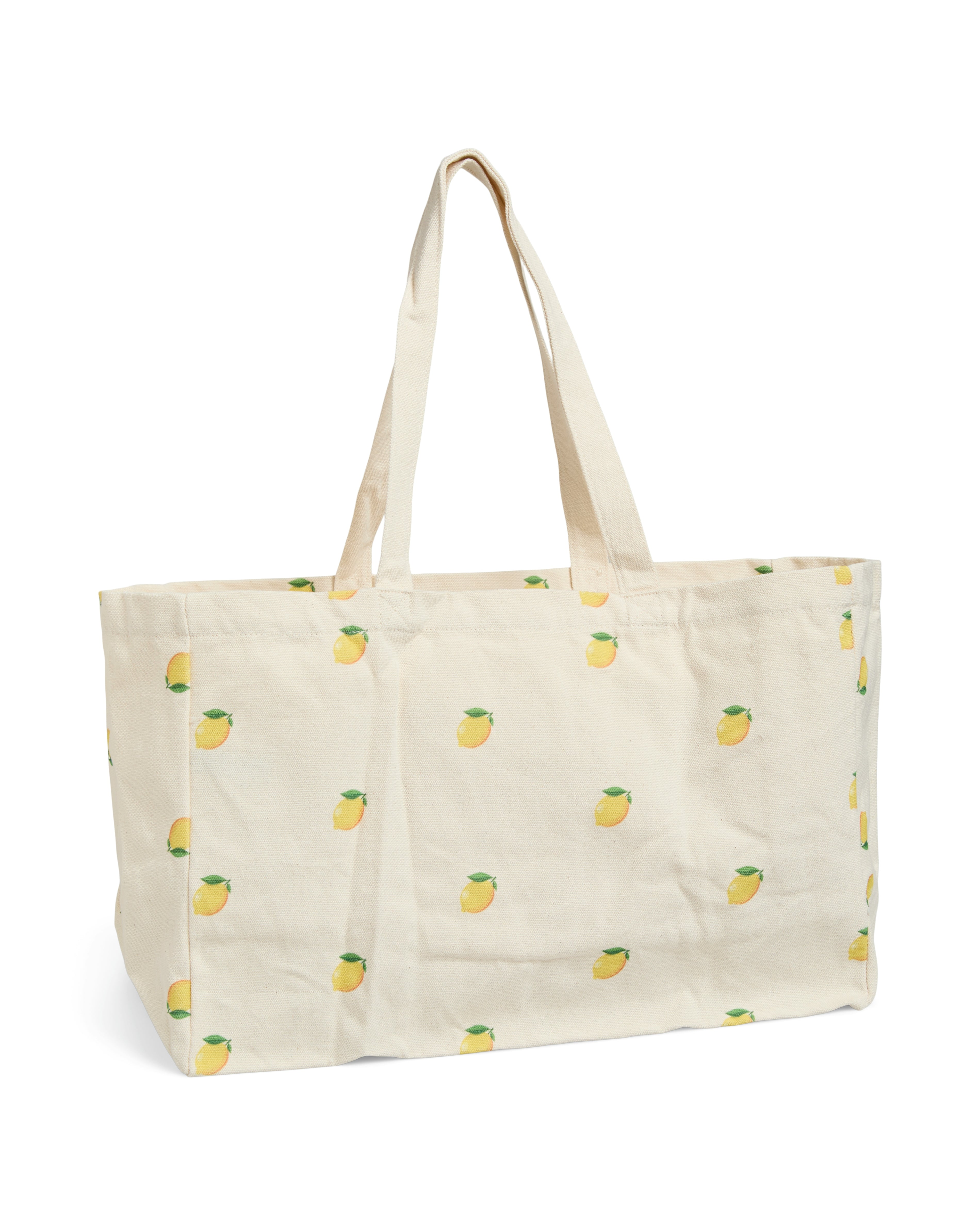 PIECES PRINTED TOTE BAG - CLOUD DANCER LEMONS