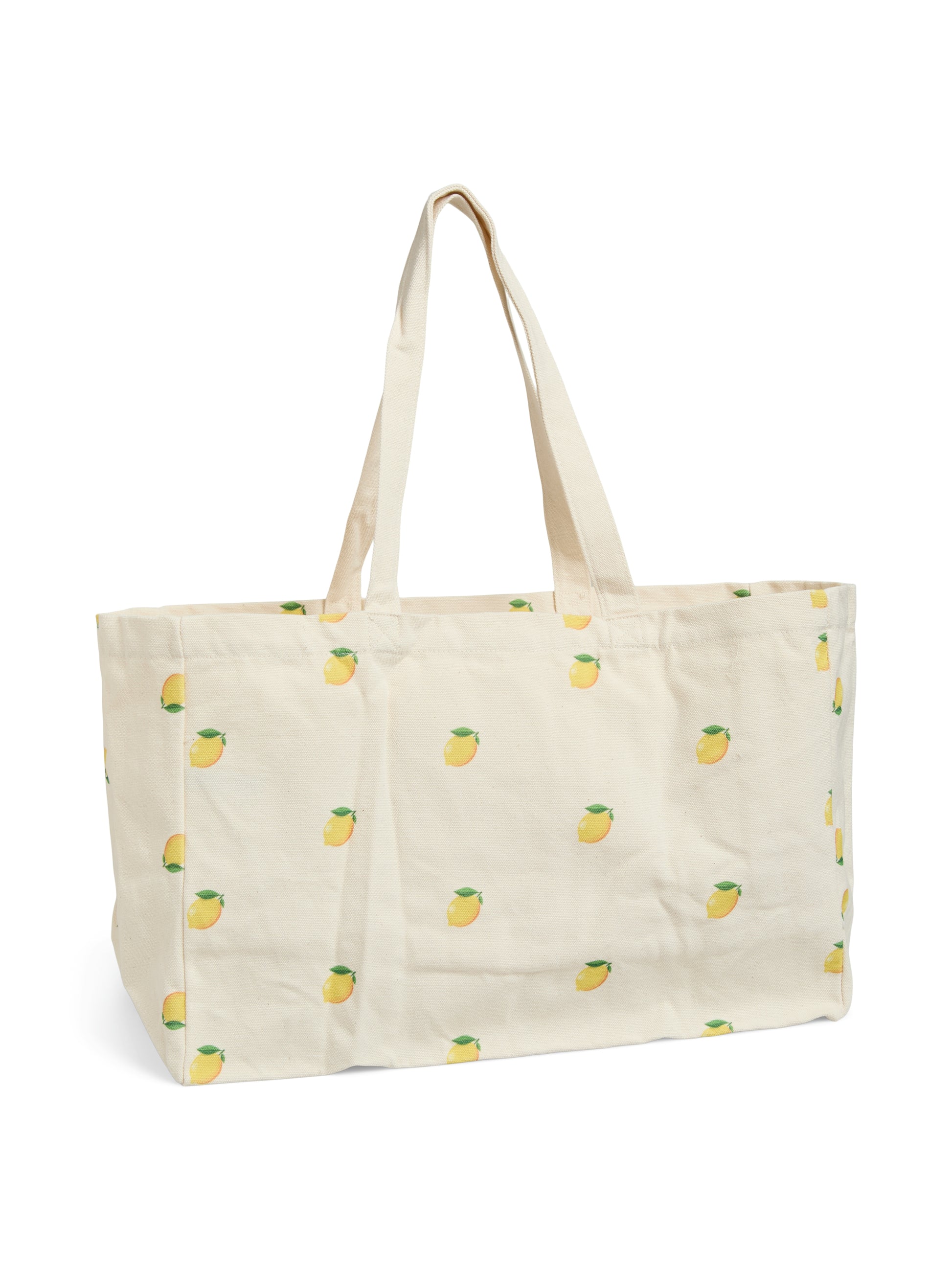 PIECES PRINTED TOTE BAG - CLOUD DANCER LEMONS