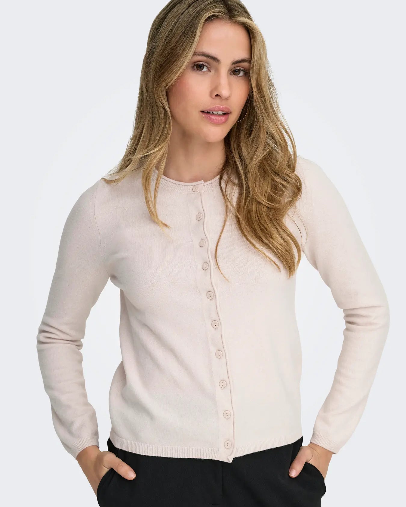 ONLY LOYAL O NECK CARDIGAN - MOONBEAM