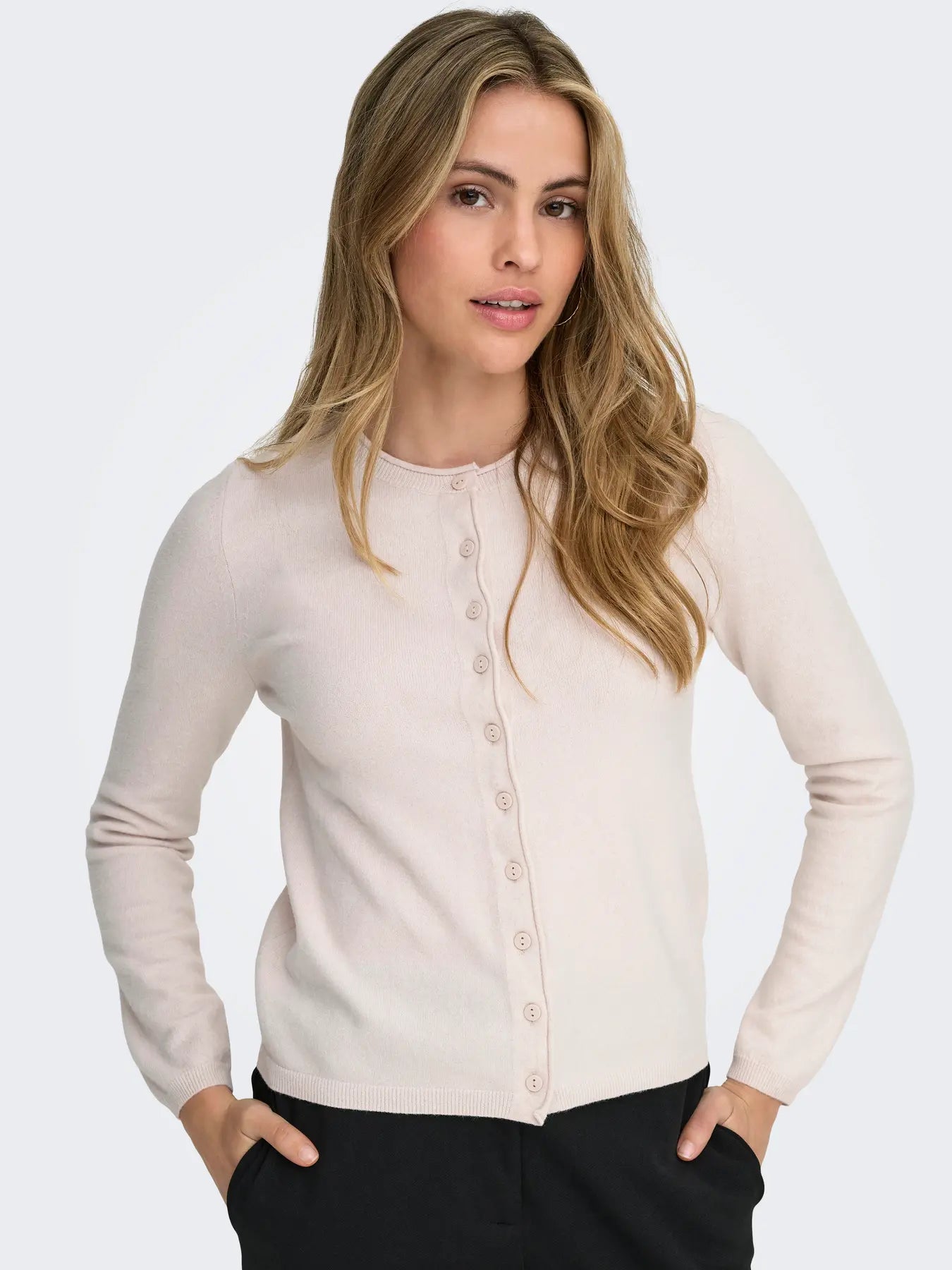 ONLY LOYAL O NECK CARDIGAN - MOONBEAM