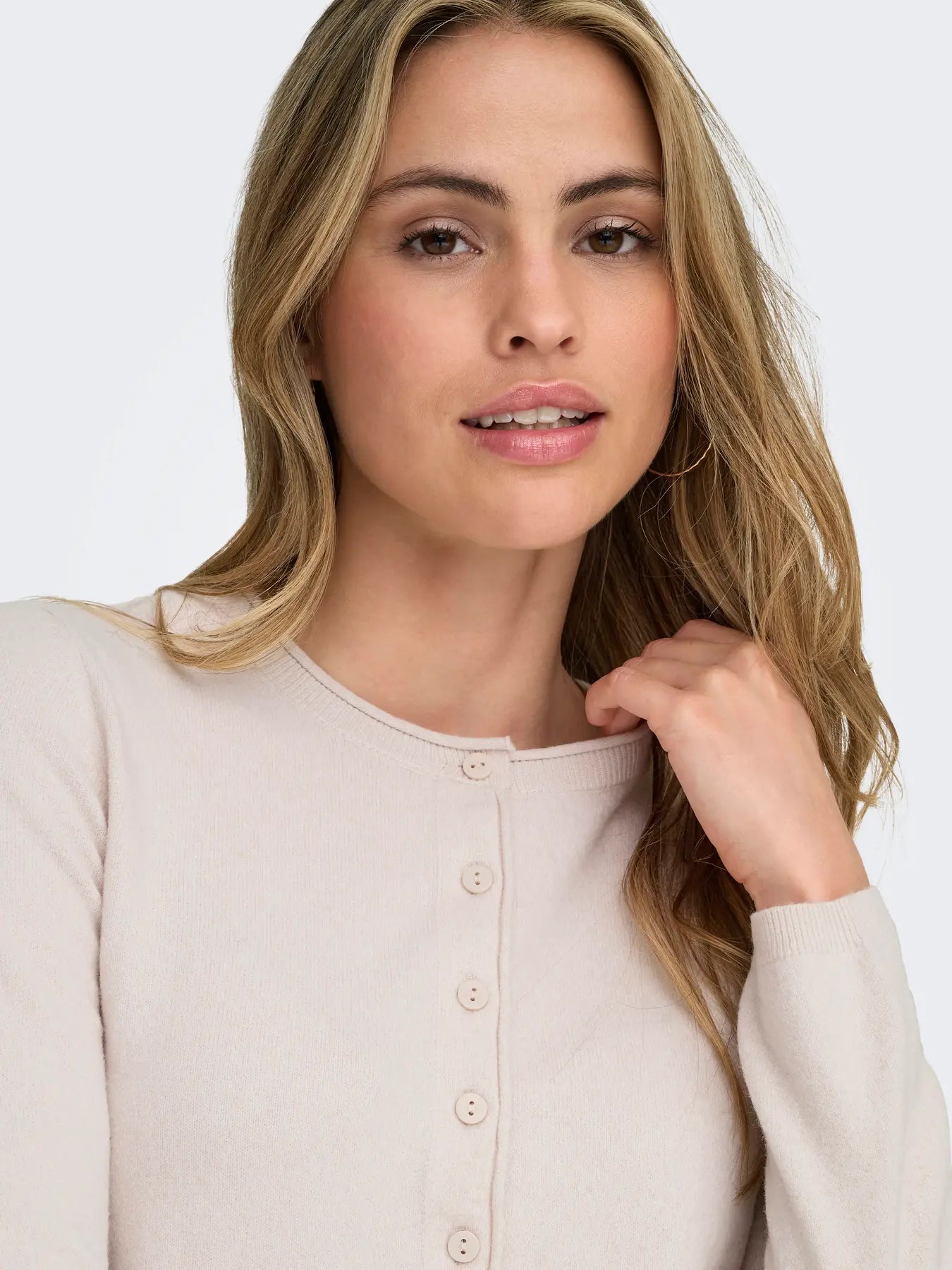 ONLY LOYAL O NECK CARDIGAN - MOONBEAM