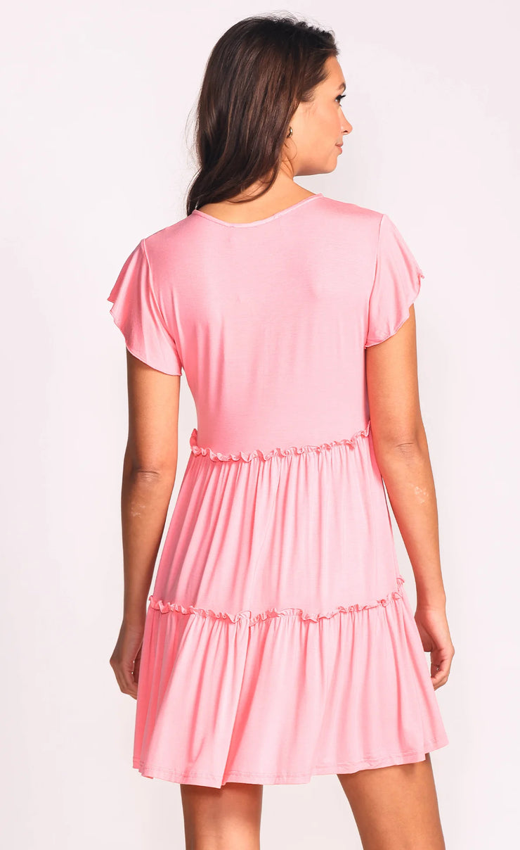 GILLIAN TIERED DRESS - PINK