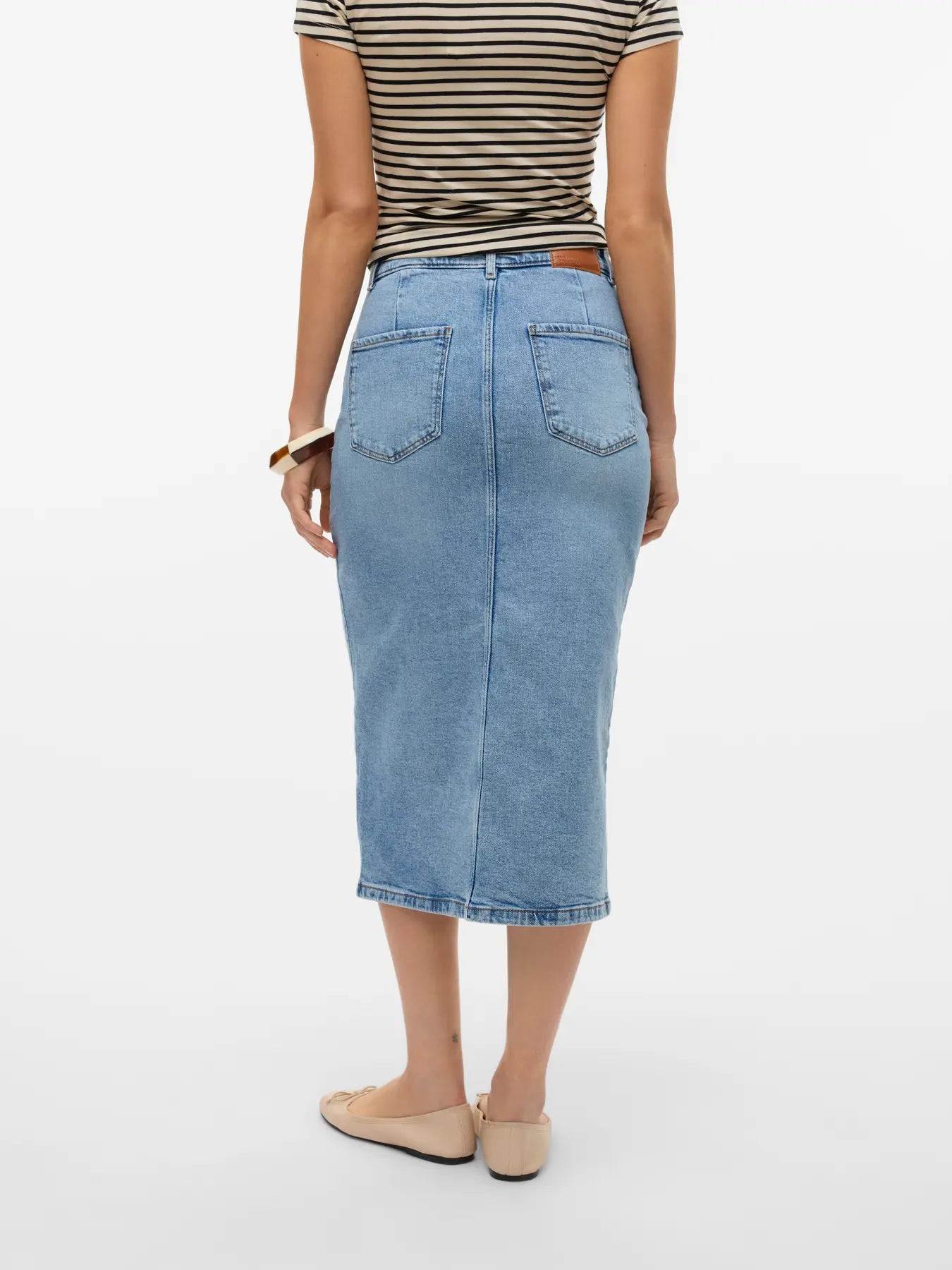 VM NATALIE MIDI DENIM SKIRT - LIGHT BLUE WASH