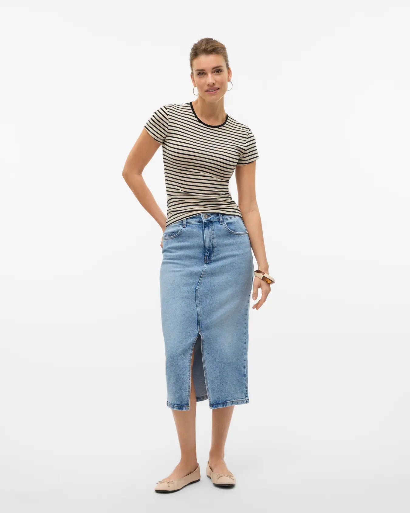 VM NATALIE MIDI DENIM SKIRT - LIGHT BLUE WASH