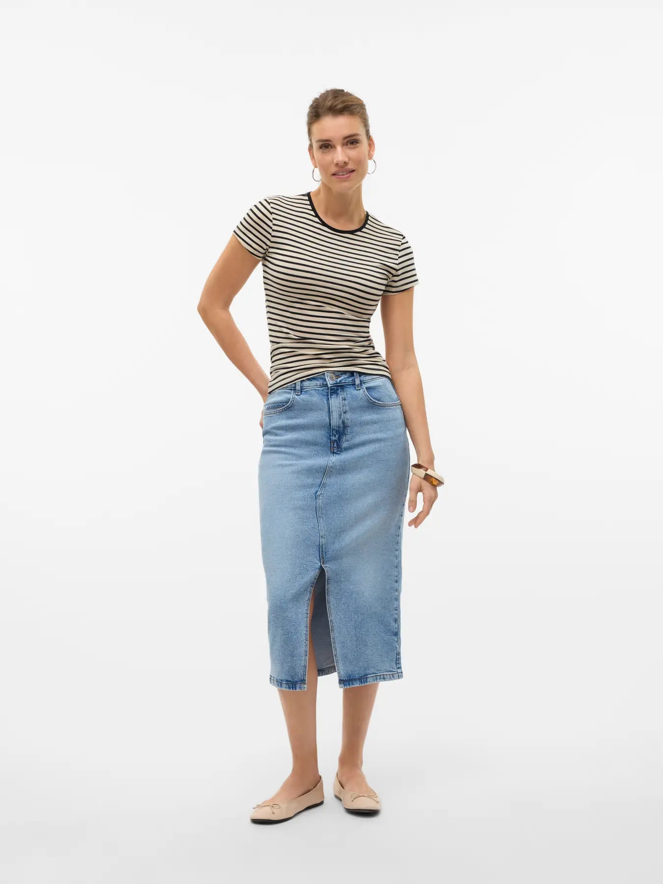 VM NATALIE MIDI DENIM SKIRT - LIGHT BLUE WASH
