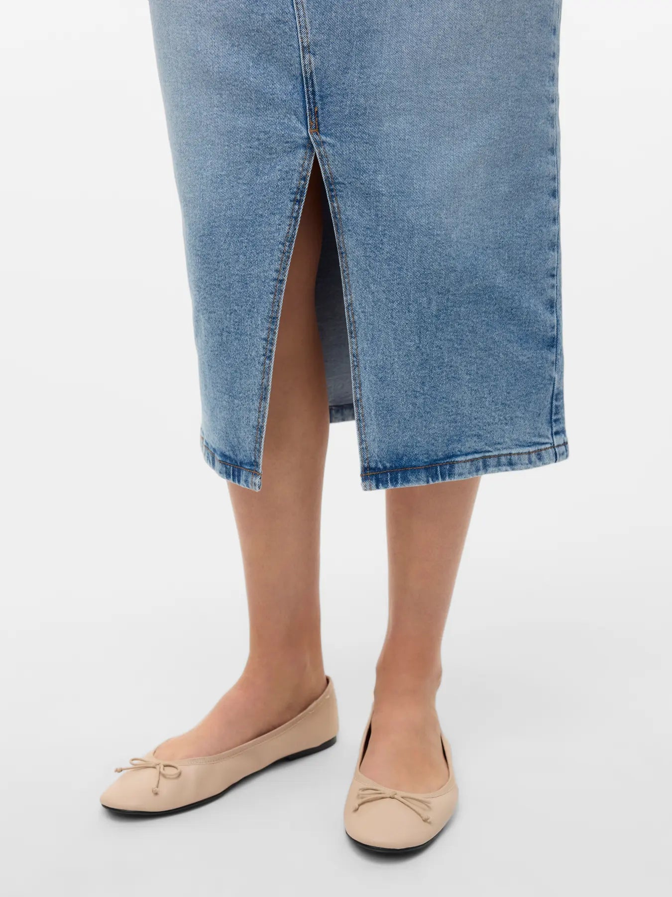 VM NATALIE MIDI DENIM SKIRT - LIGHT BLUE WASH