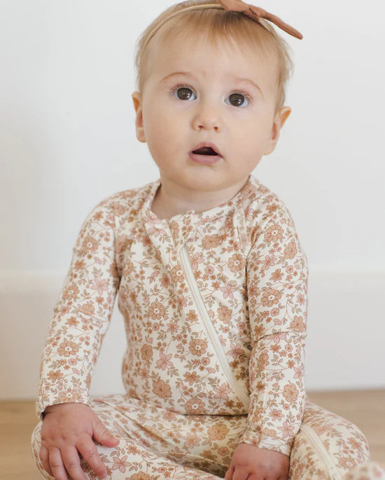 QUINCY MAE PRINTED BAMBOO ZIP SLEEPER - BLOOM