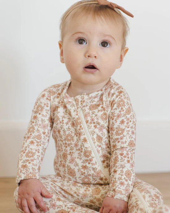 QUINCY MAE PRINTED BAMBOO ZIP SLEEPER - BLOOM