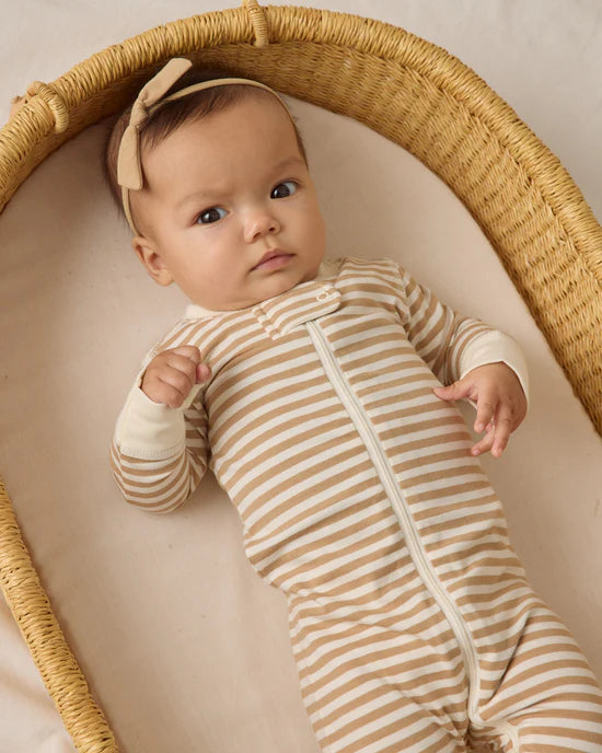 QUINCY MAE ZIP LONG SLEEVE SLEEPER - GOLD STRIPE