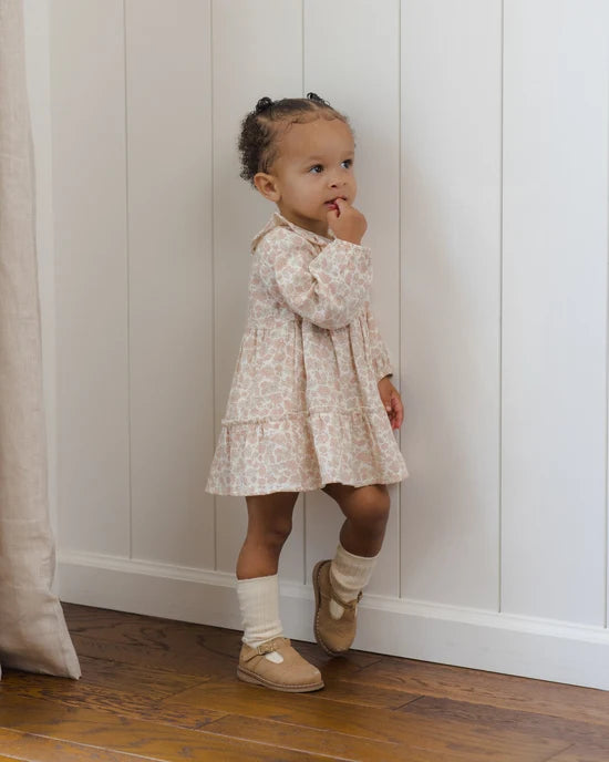 QUINCY MAE RUFFLE COLLAR BUTTON DRESS - PINK BLOSSOM